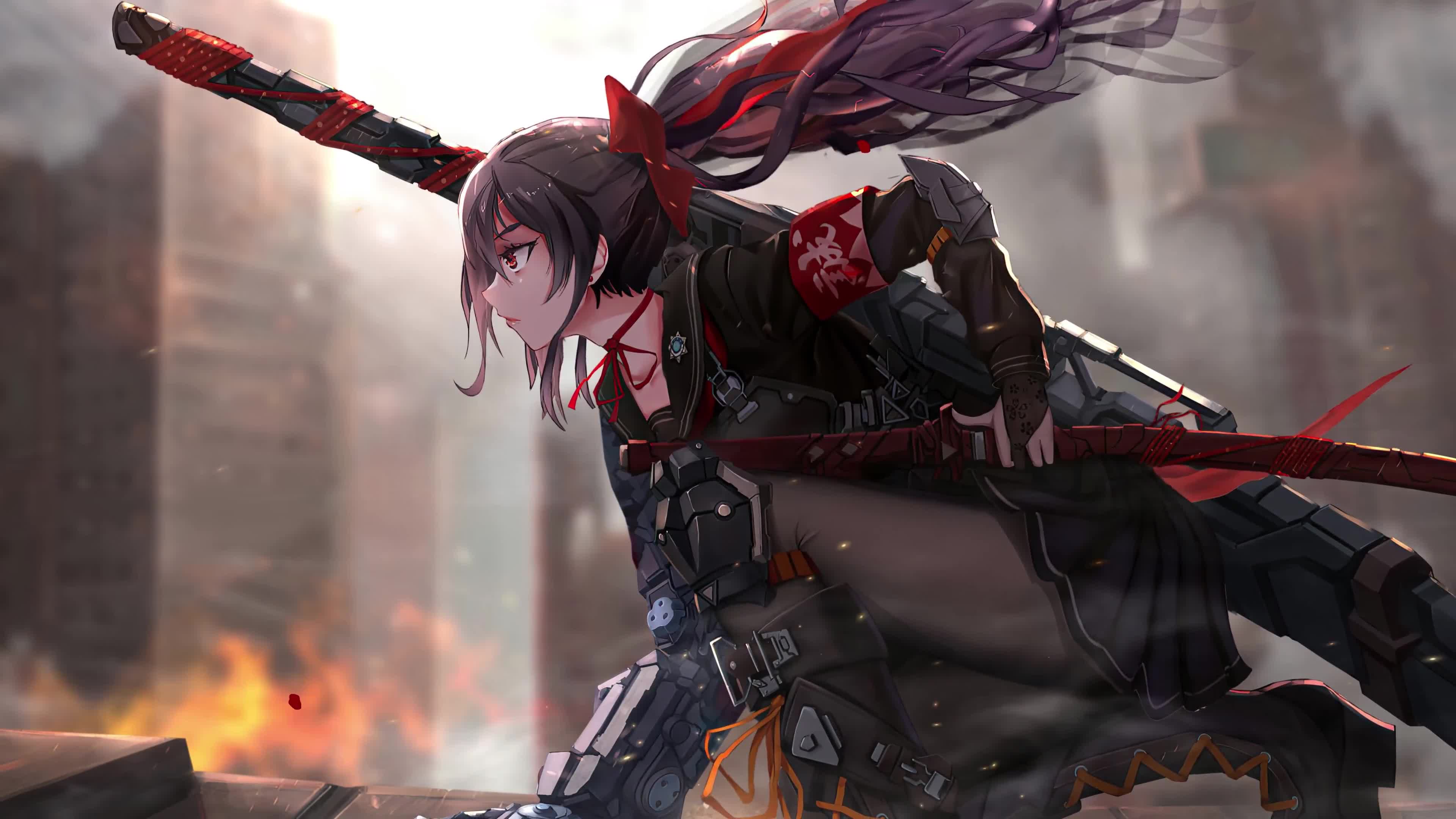 3840x2160 Anime Girl Warrior 4K Live Wallpaper