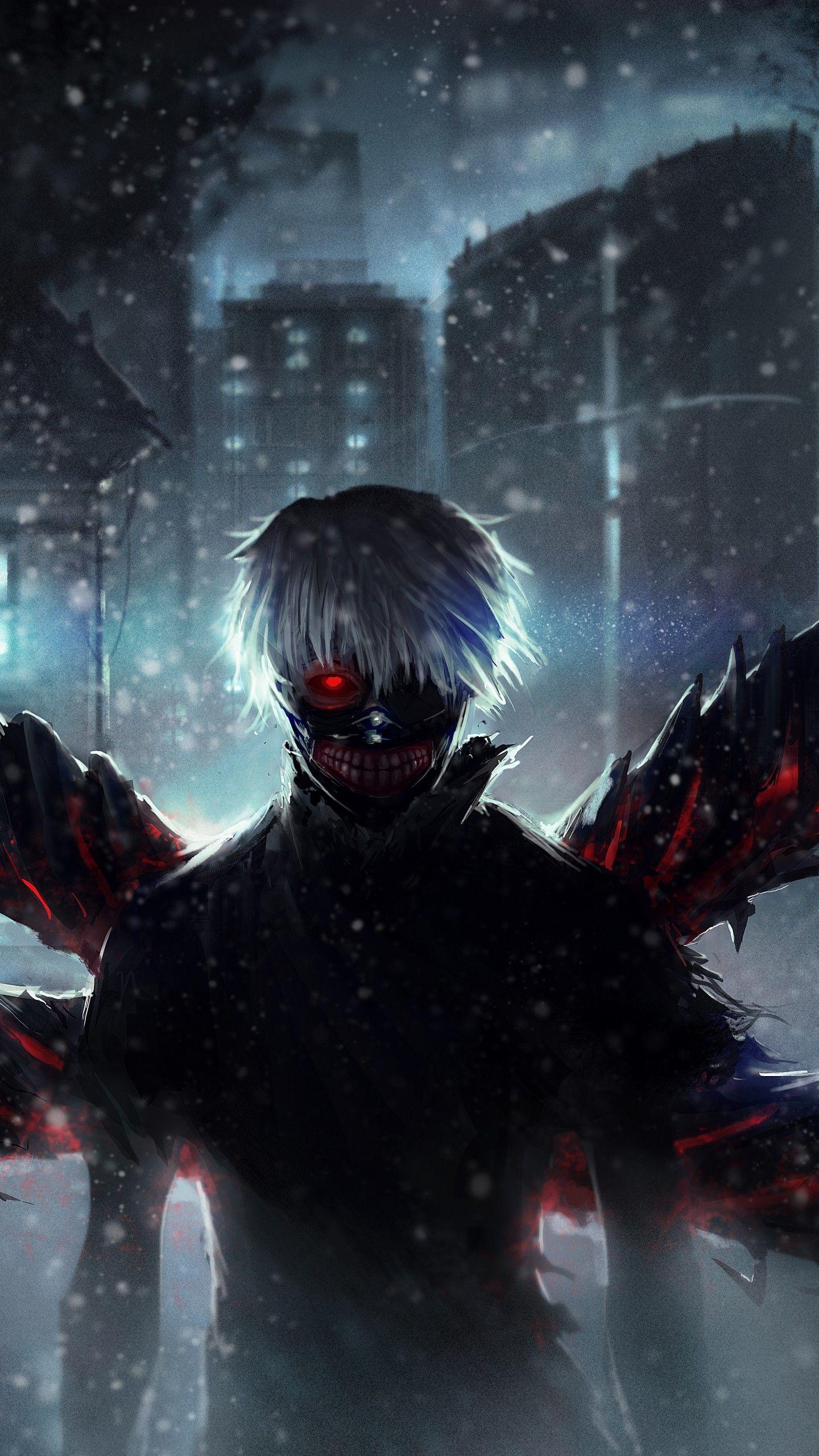 1440x2560 Wallpaper Tokyo Ghoul, Ken Kaneki, Snow, Artwork, 4K, 8K