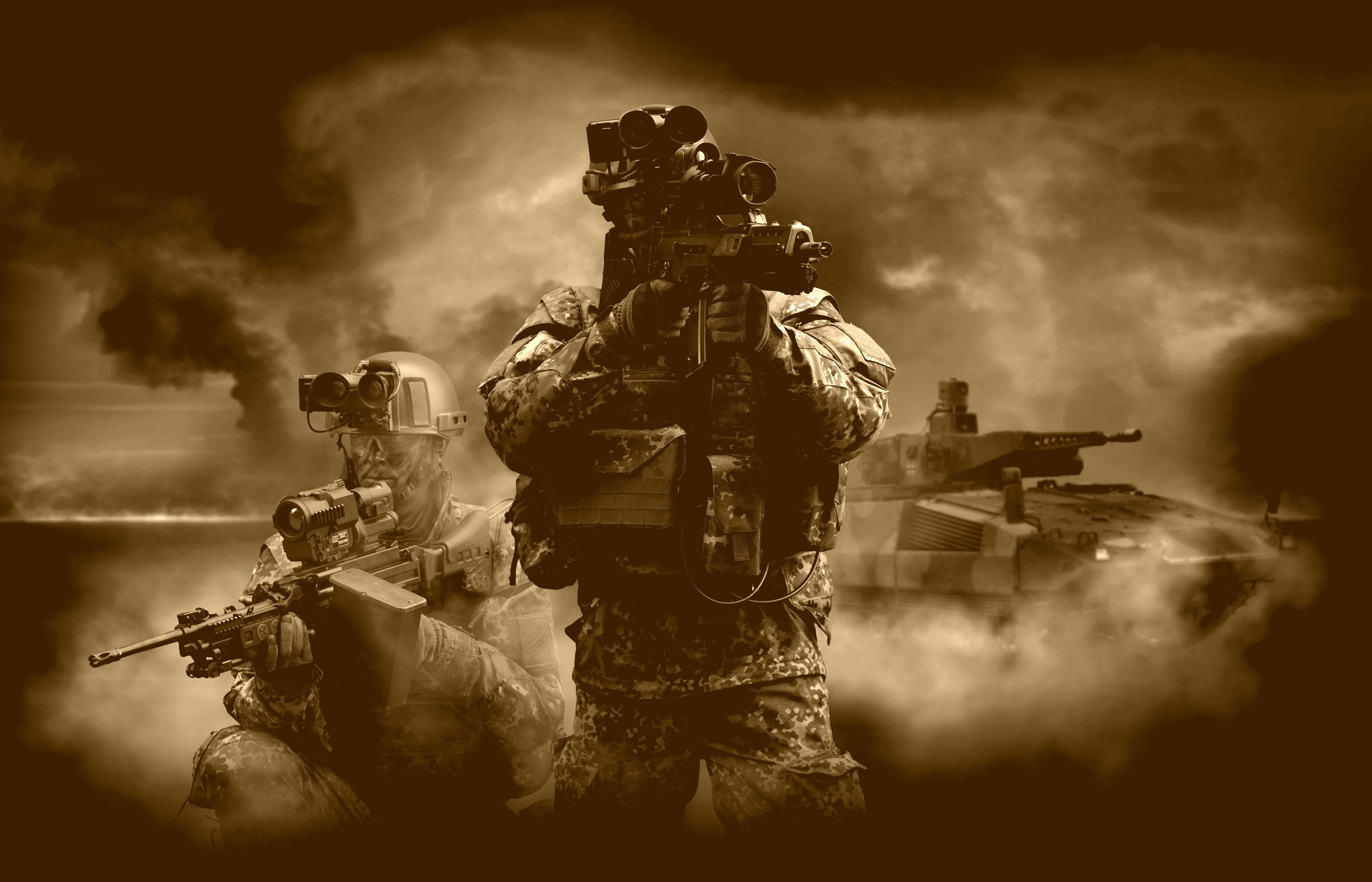 8268x5315 Sepia Soldiers Futuristic HD Wallpaper HD Wallpaper