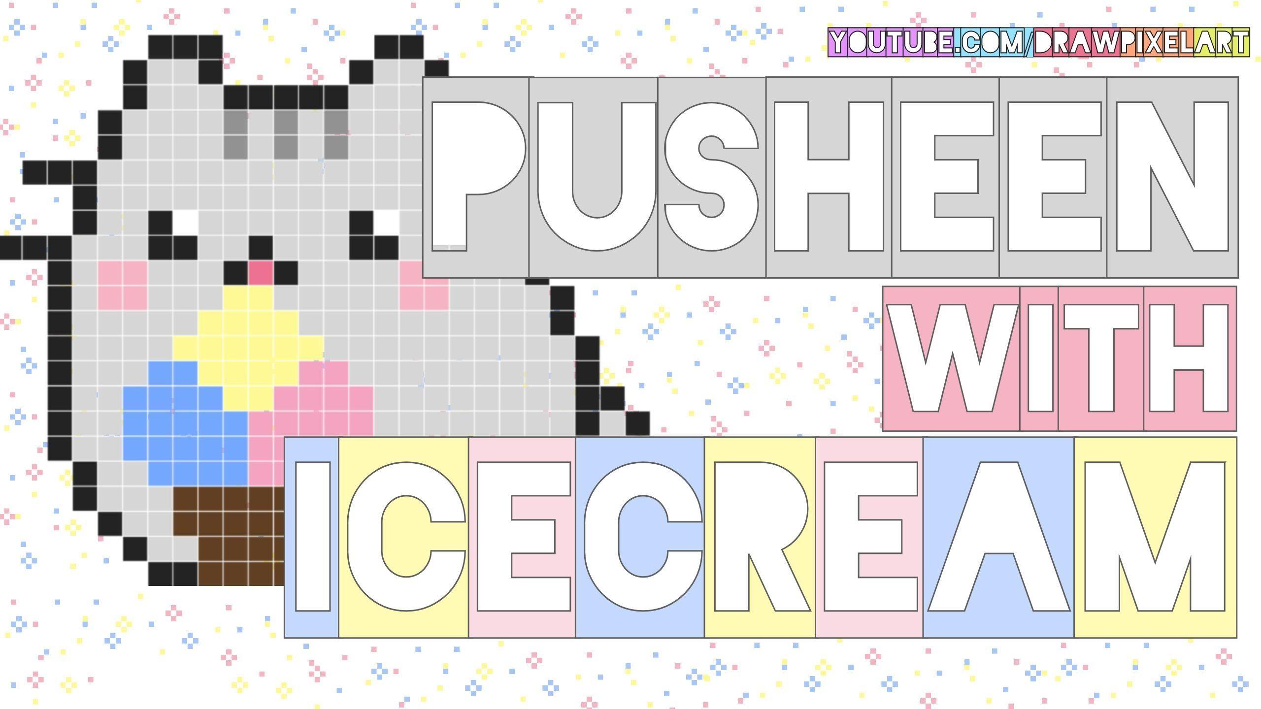 2560x1440 how to draw pusheen with yummy icecream. animated. kawaii pastel