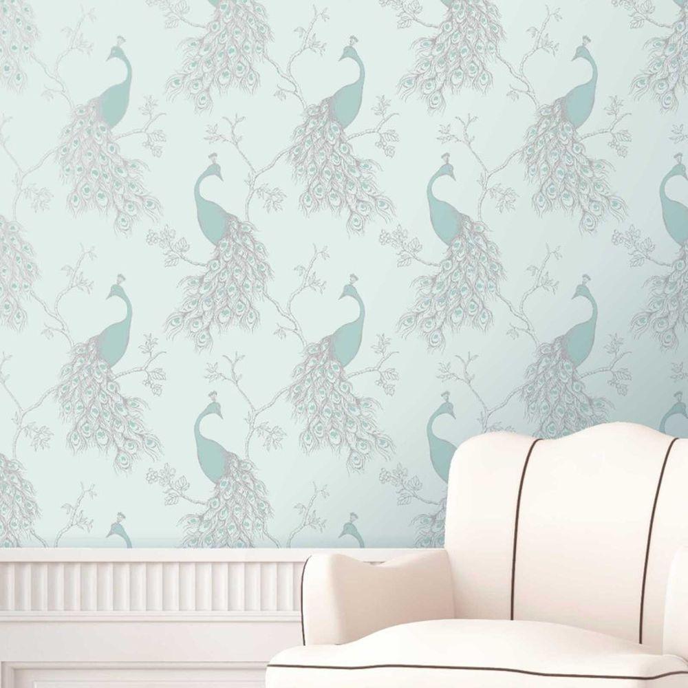 1000x1000 Peacock Wallpaper Chic Egg Teal -Fine