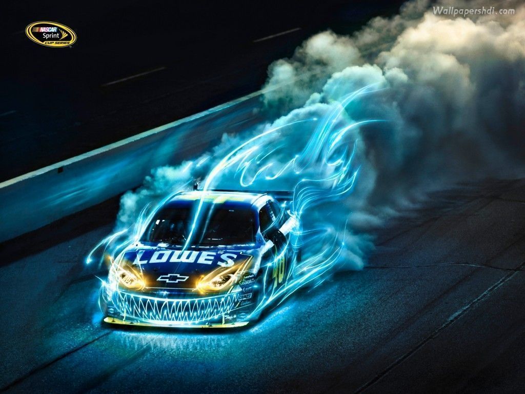 1024x768 Neon Race Car Wallpaper