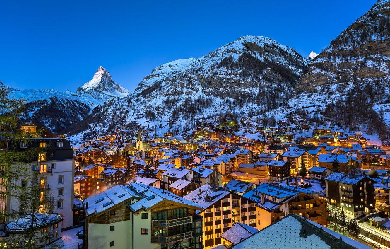1332x850 Wallpaper the city, mountain, Europe, Alps, Zermatt, Swiss