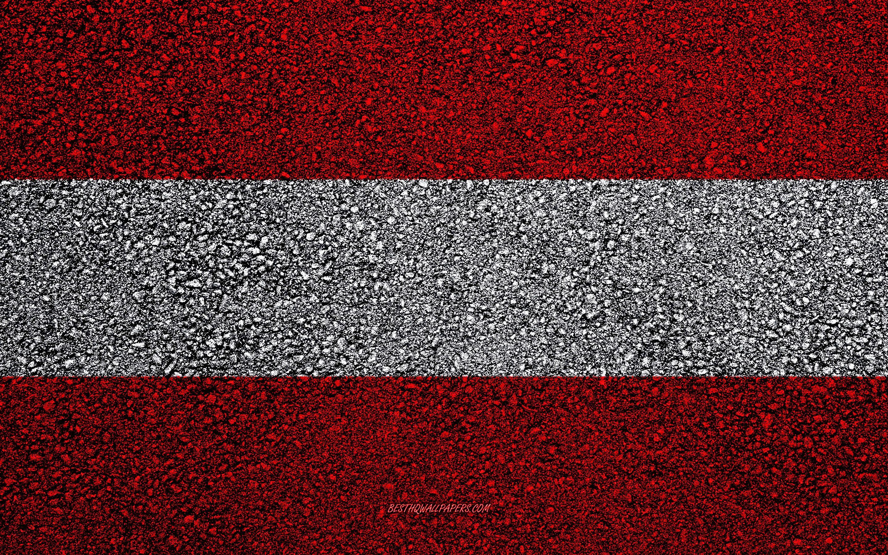 2880x1800 Download wallpaper Flag of Austria, asphalt texture, flag
