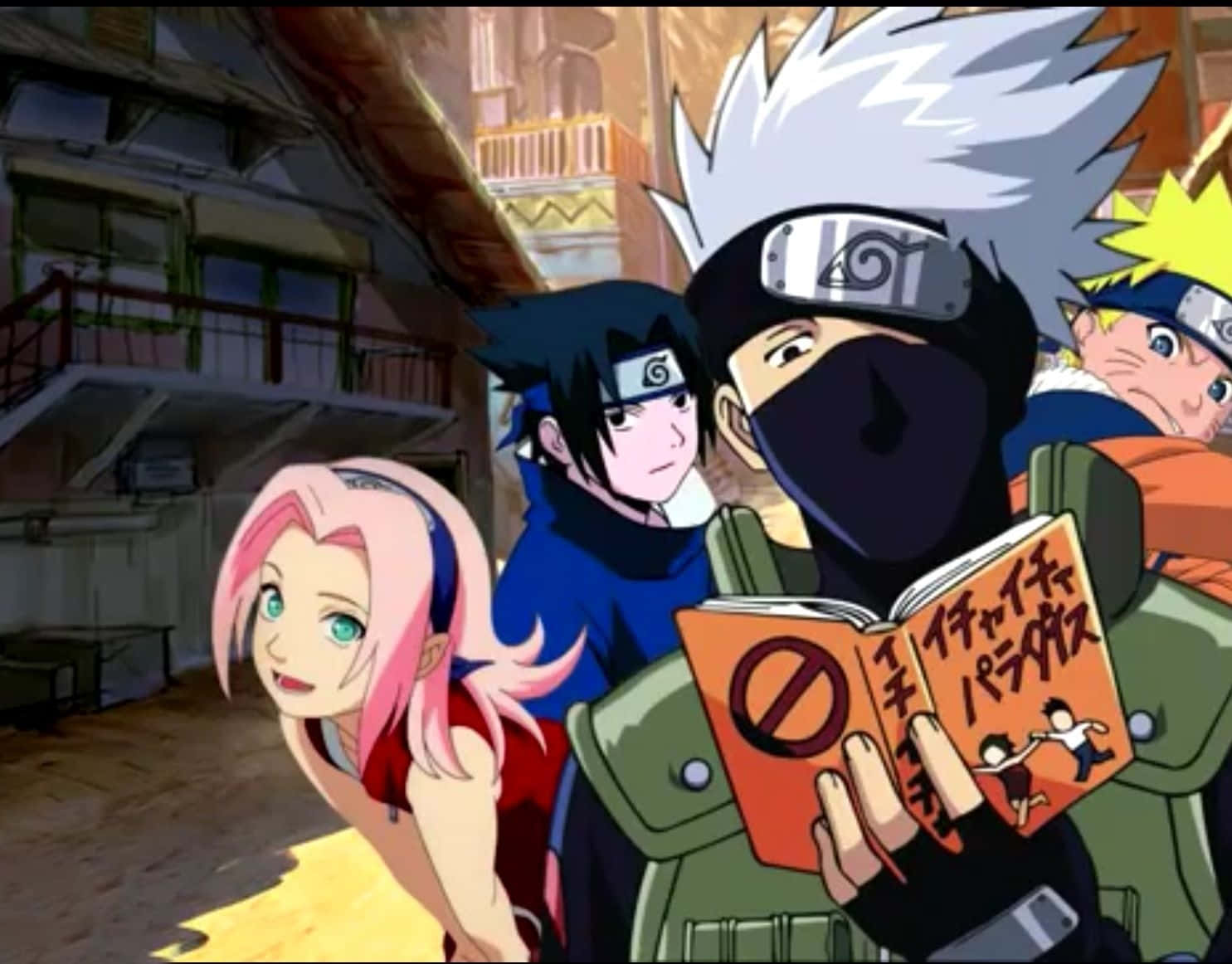 1485x1162 Team 7 Naruto Kakashi Reading Wallpaper