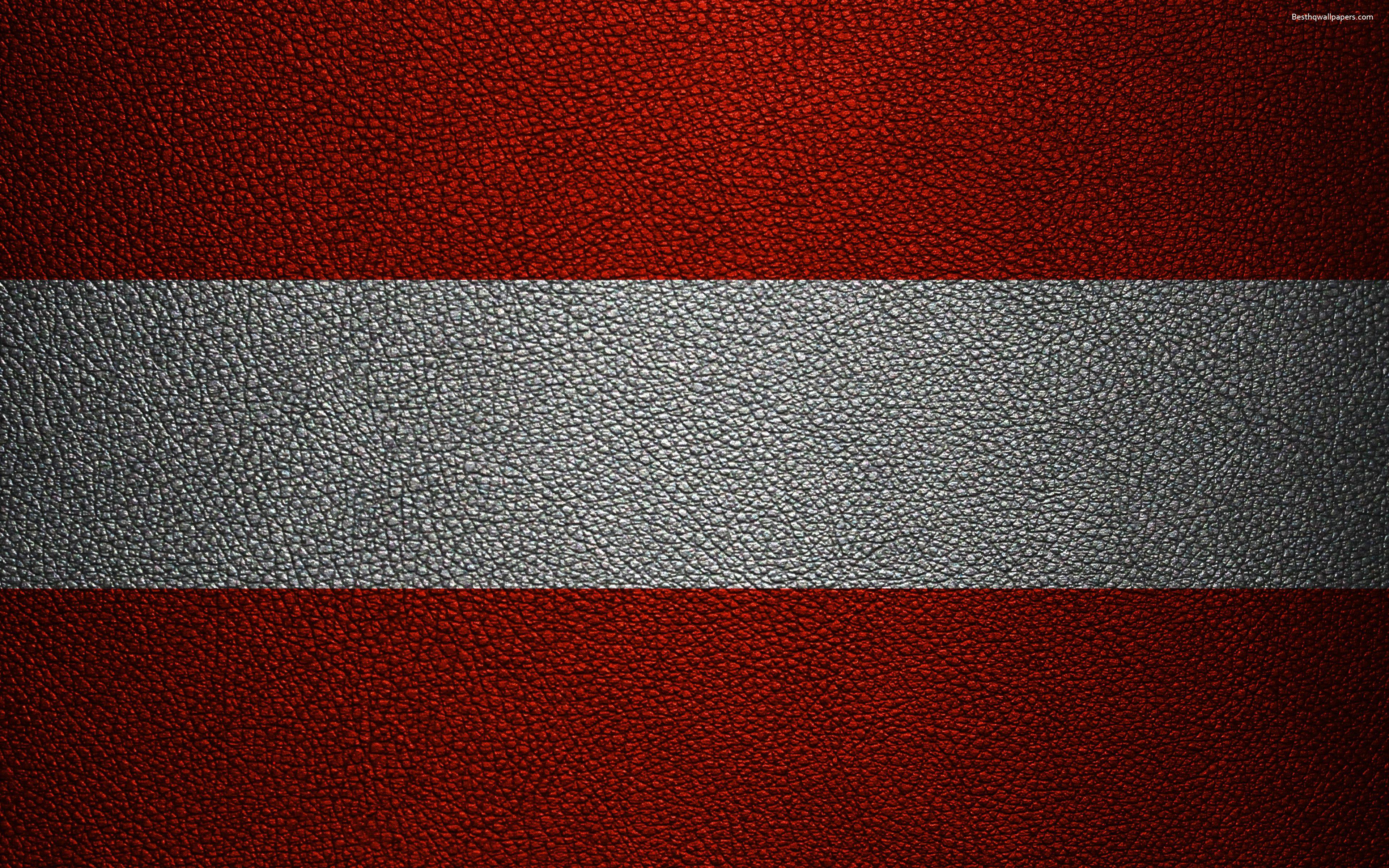 3840x2400 Download wallpaper Flag of Austria, 4k, leather texture