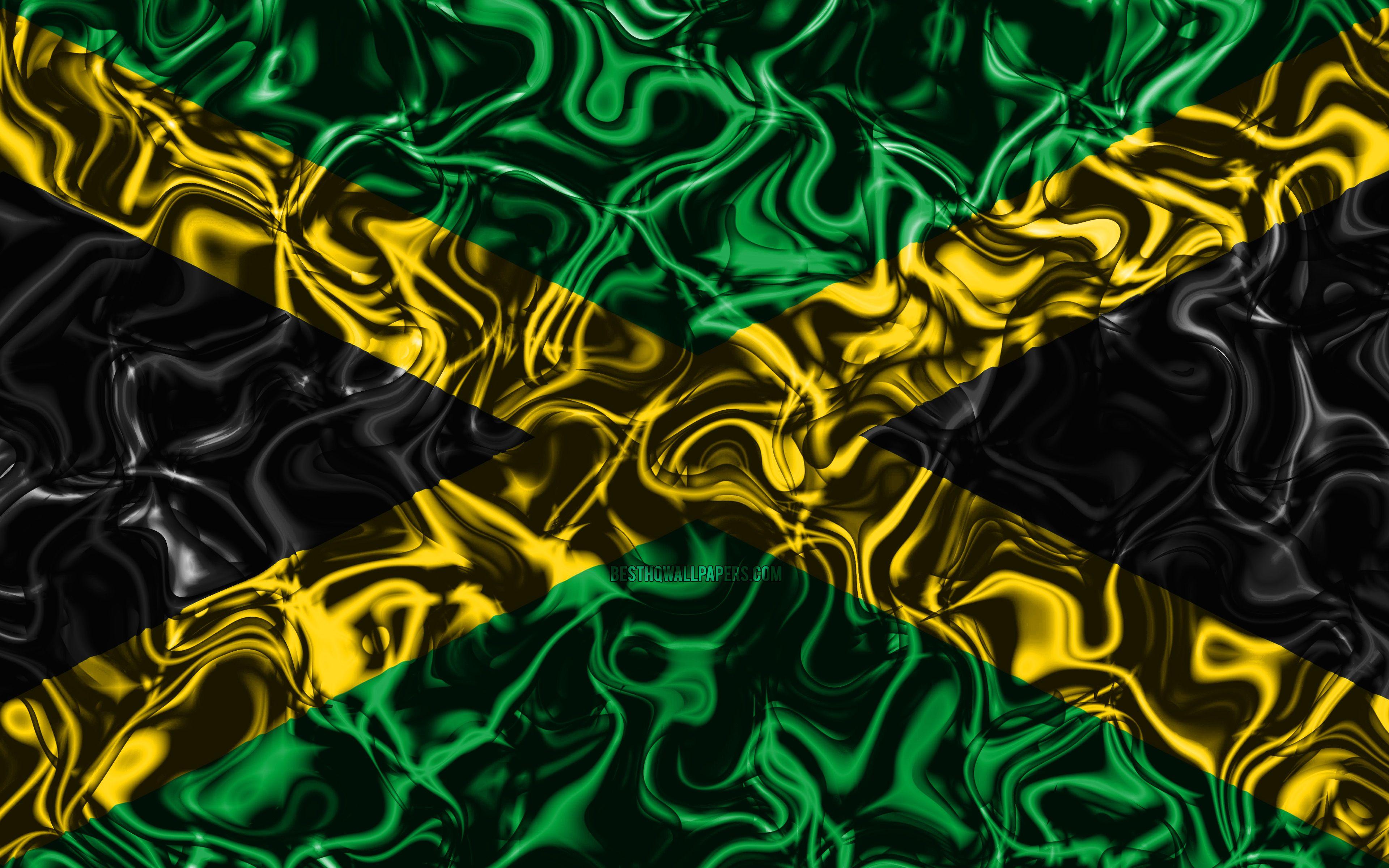 3840x2400 Download wallpaper 4k, Flag of Jamaica, abstract smoke, North America, national symbols, Jamaican flag, 3D art, Jamaica 3D flag, creative, North American countries, Jamaica for desktop with resolution 3840x2400. High Quality HD
