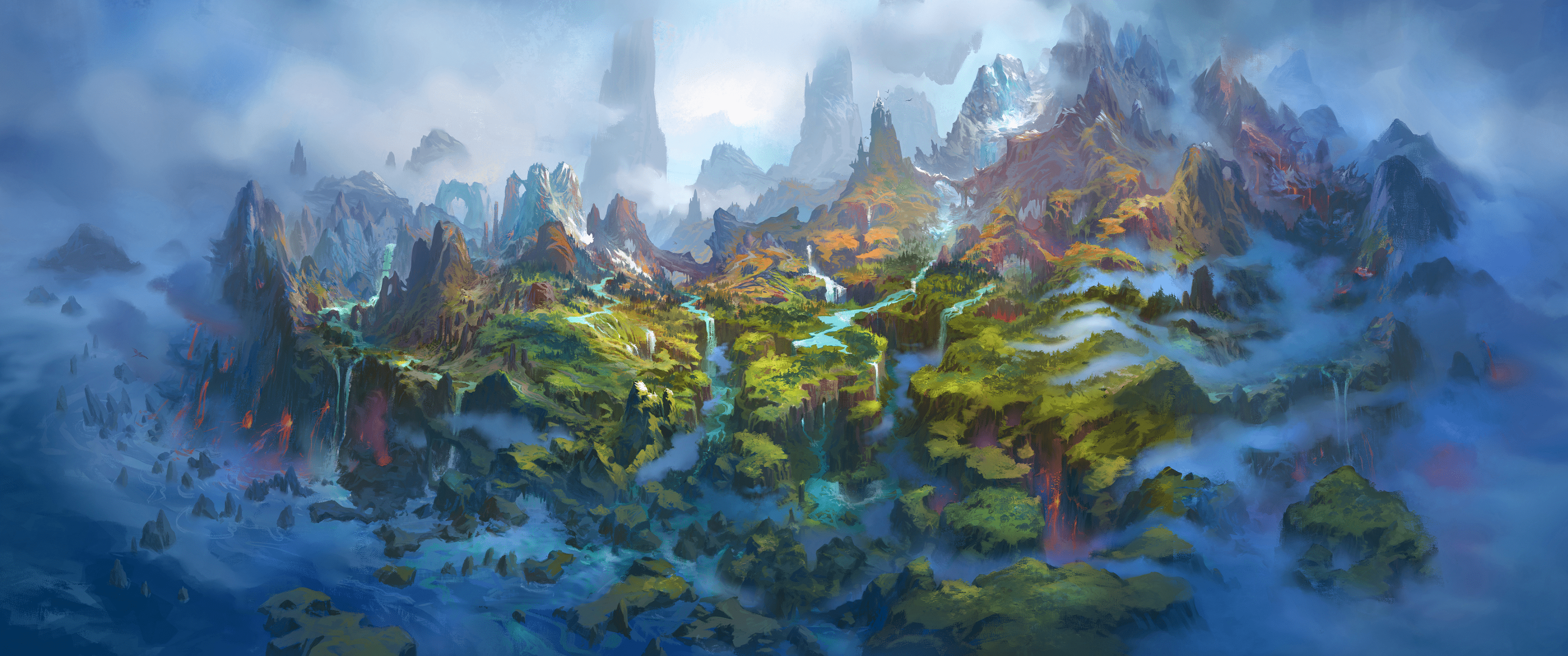 3440x1440 Dragonflight Dragon Isles Concept Art