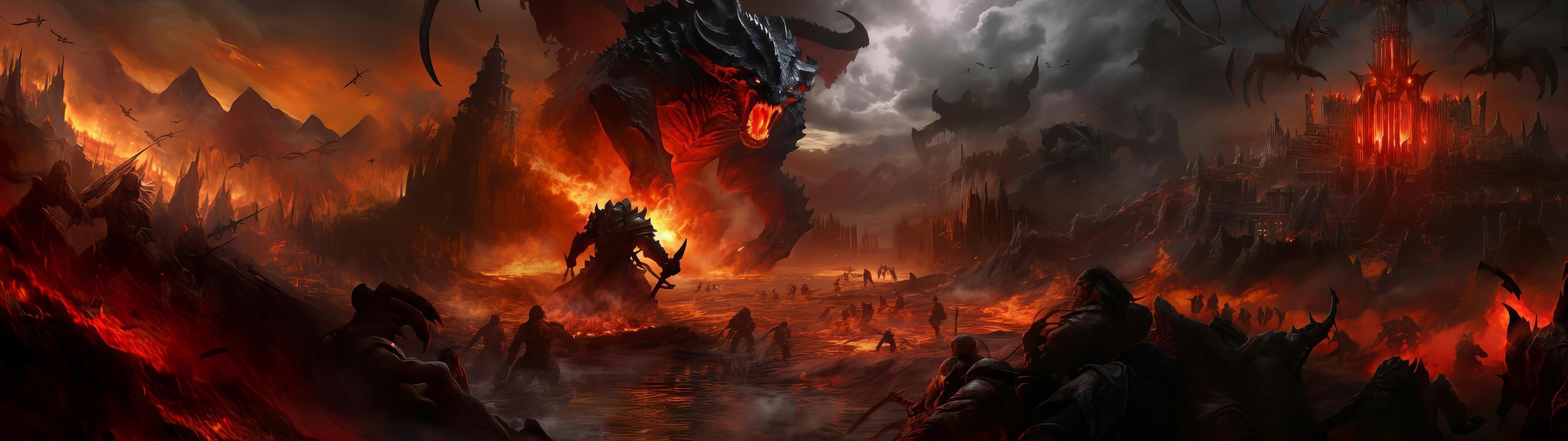 5120x1440 World of Warcraft Battle Scene 5120 x 1440