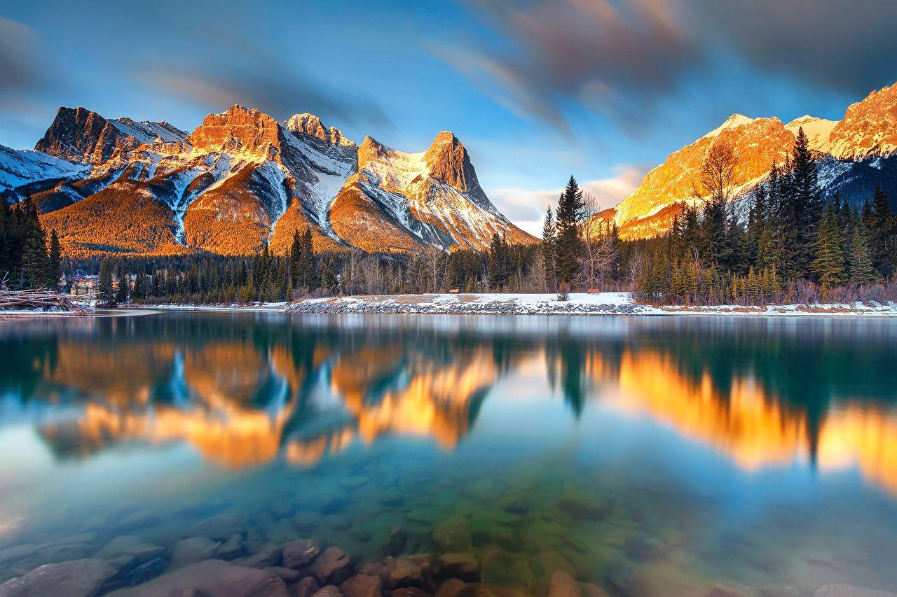 1280x853 Picture Canada Alberta Canmore Nature mountain Lake Landscape