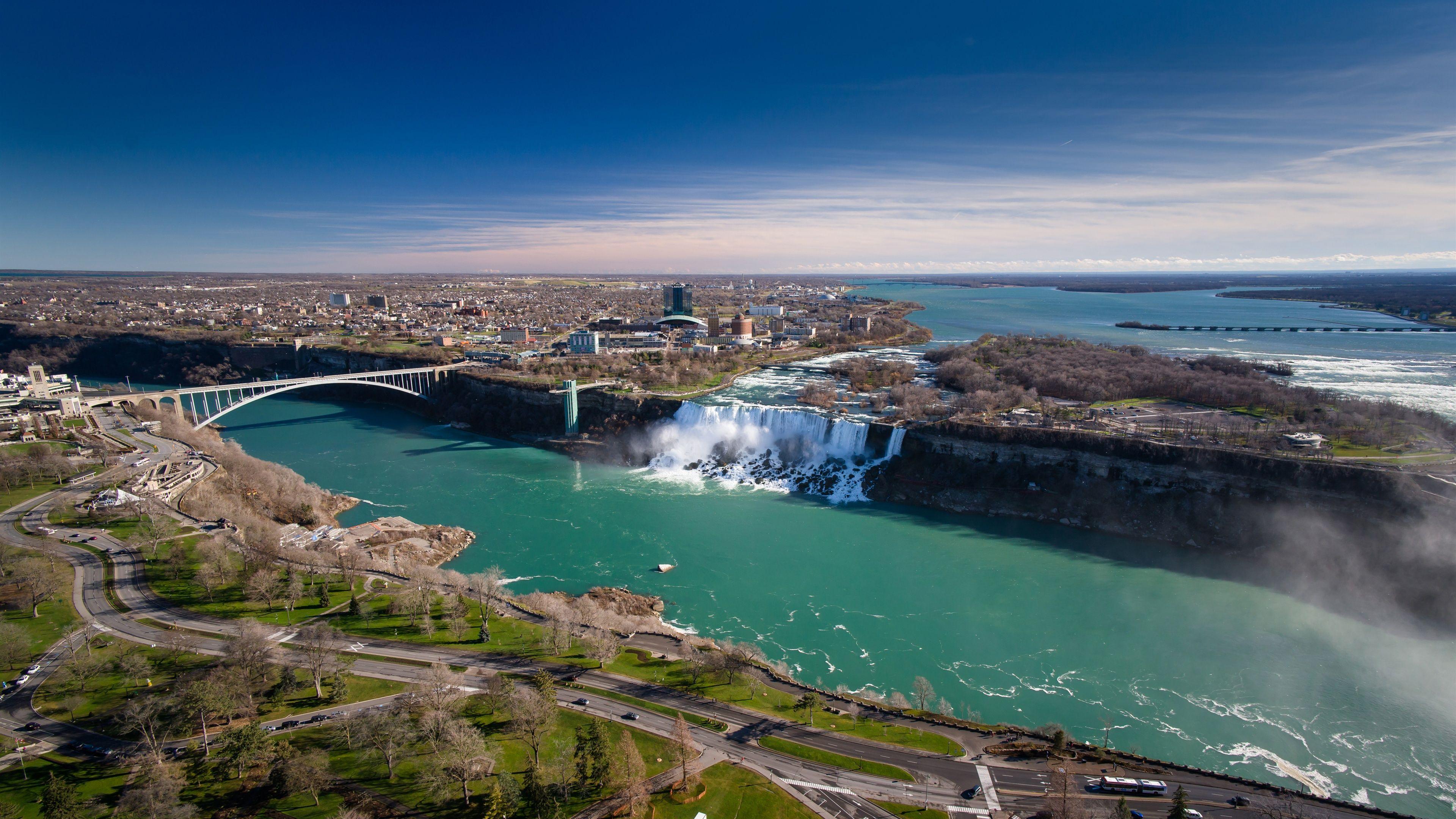 3840x2160 Wallpaper Niagara Falls, Canada, Ontario, bridge, river