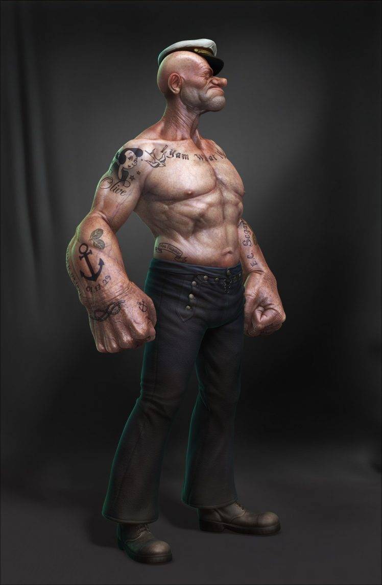 748x1147 realistic, Artwork, Digital Art, Popeye Wallpaper HD