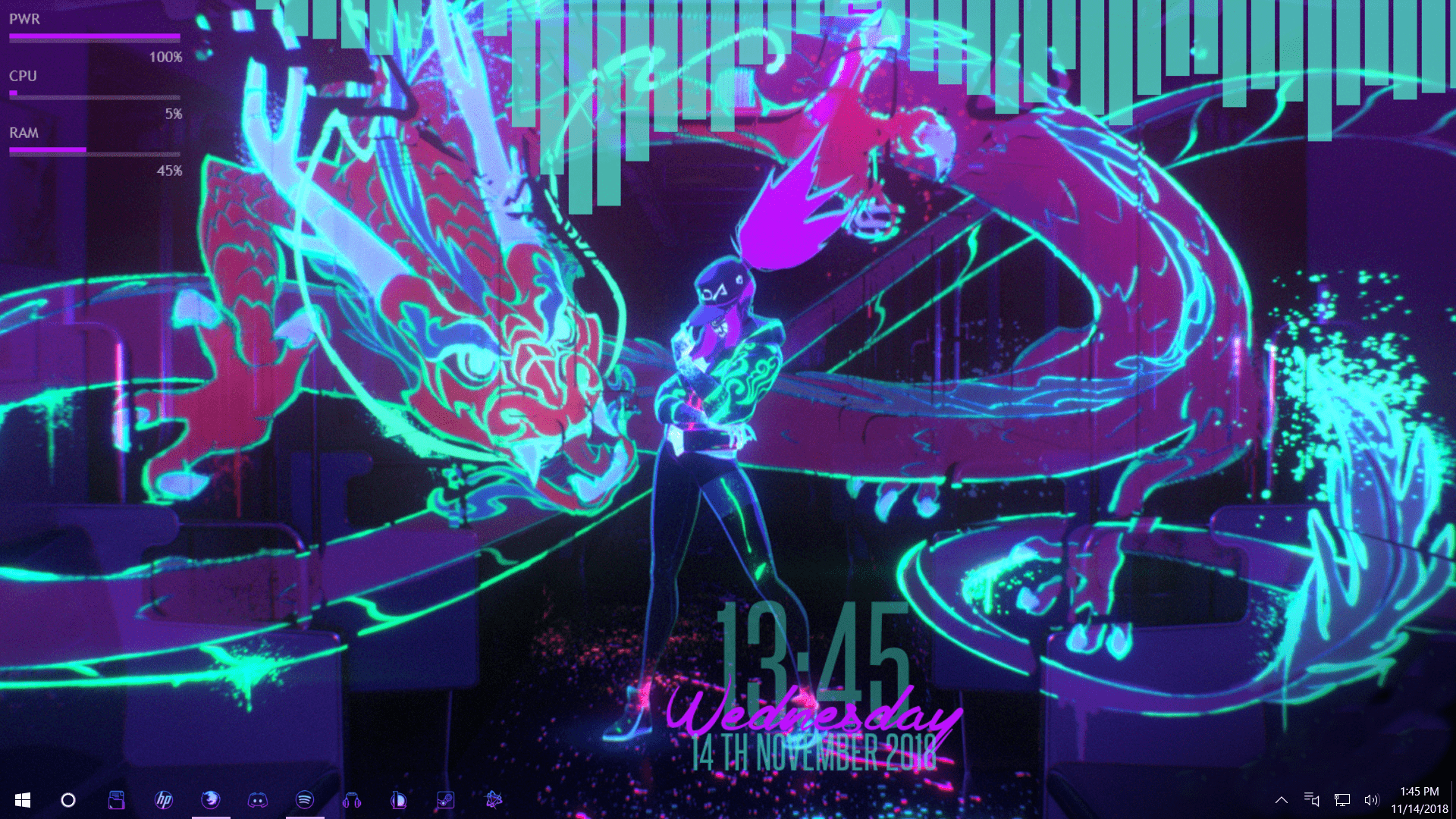 1920x1080 My first attempt at rainmeter: featuring K\DA Akali