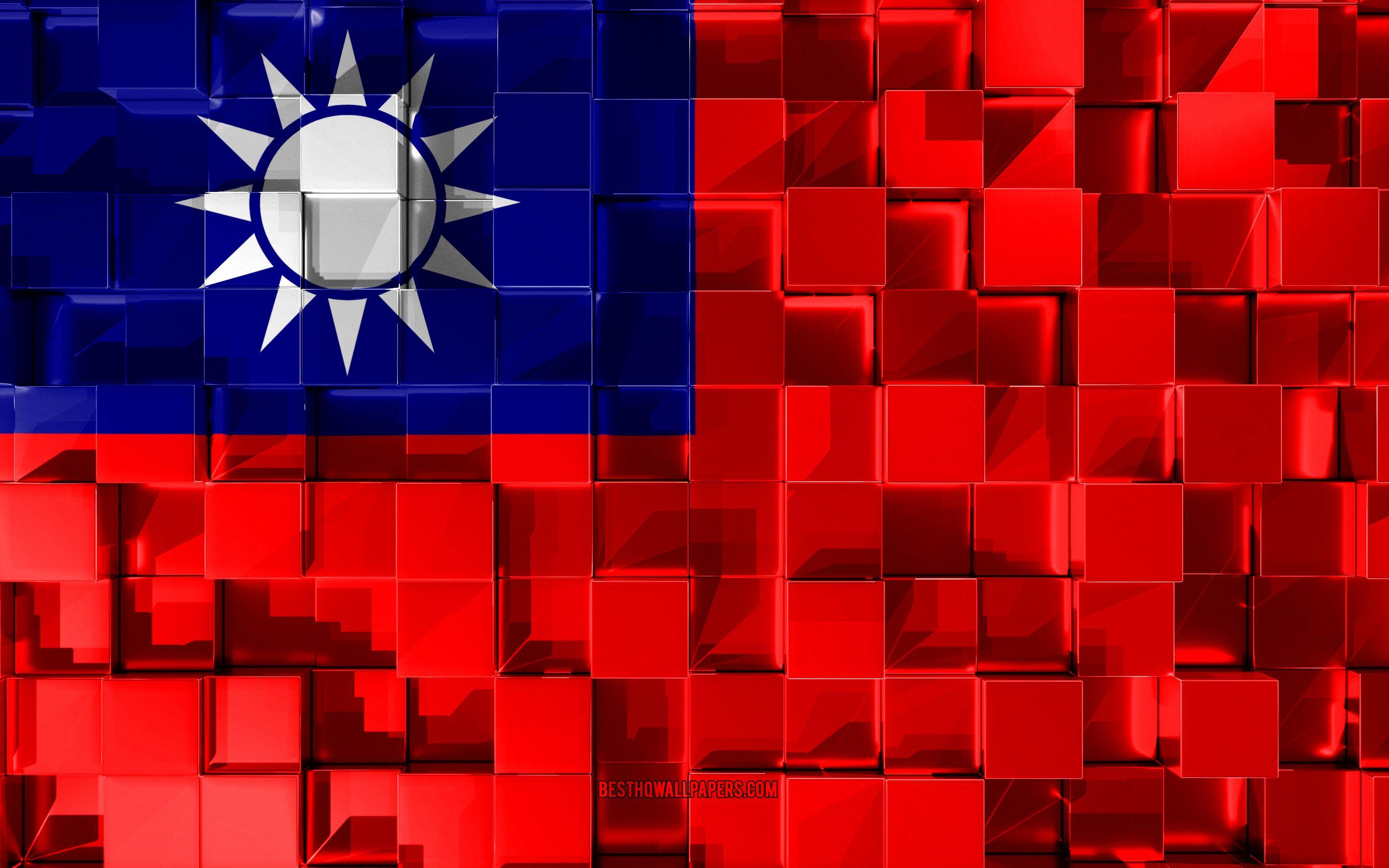 2880x1800 Download wallpaper Flag of Taiwan, 3D flag, 3D cubes