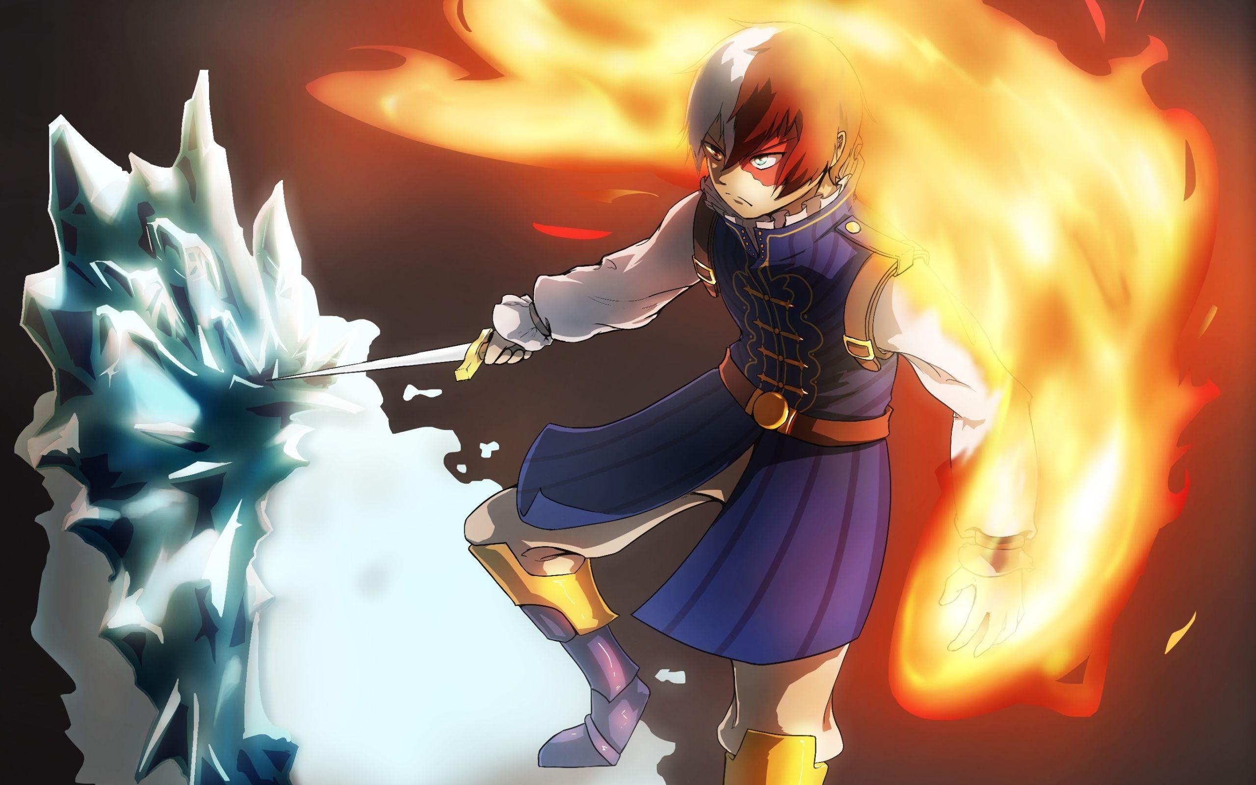 2560x1600 Shoto Todoroki, Anime, My Hero Academia, Fire, Ice Wallpaper
