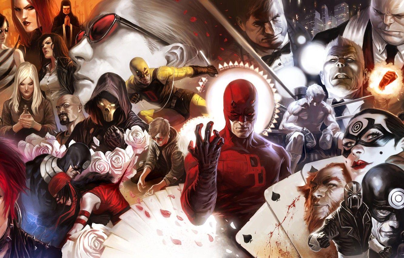 1332x850 Wallpaper marvel, daredevil, bullseye, kingpin, iron fist