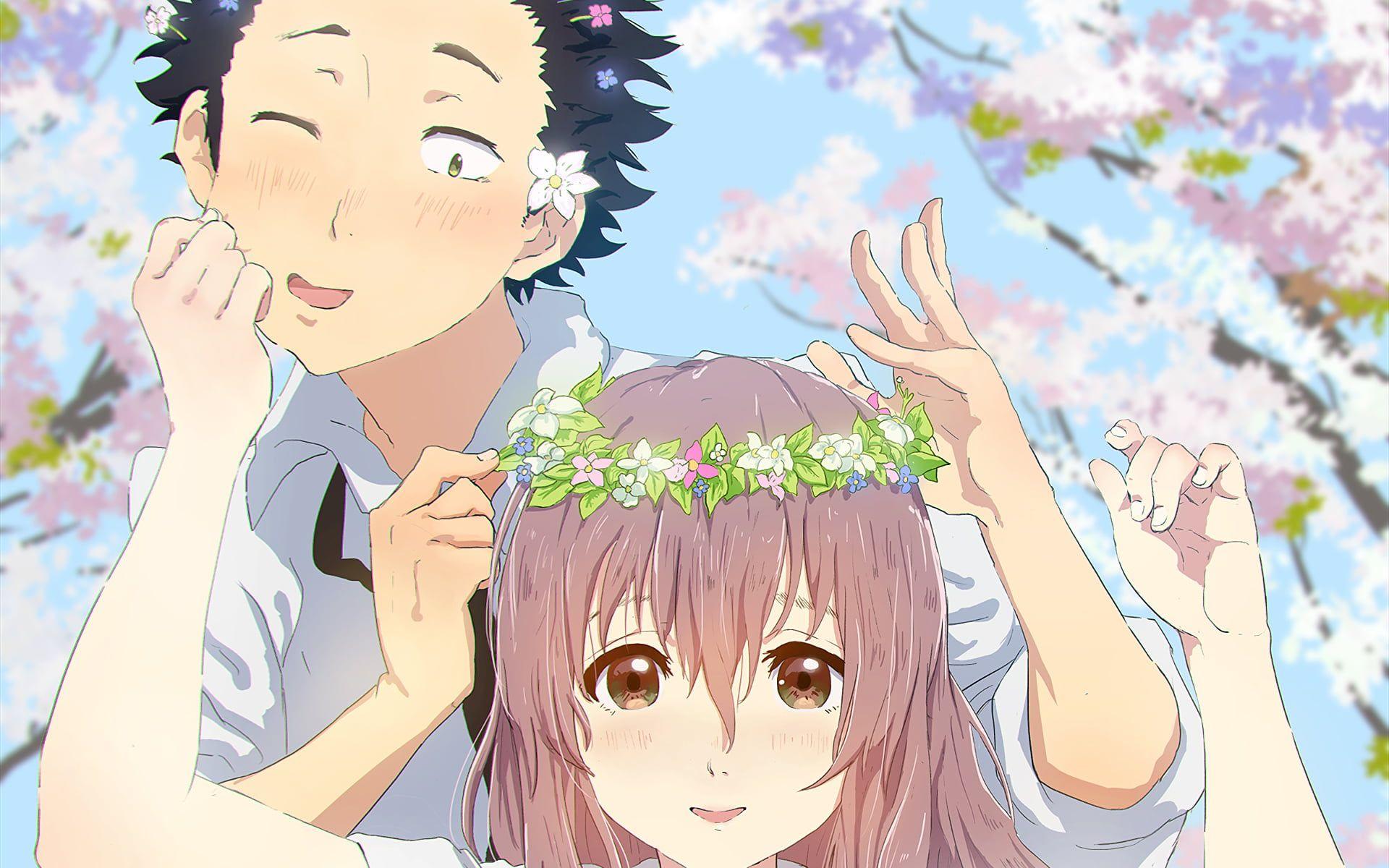 1920x1200 Animated male and female character, Koe no Katachi