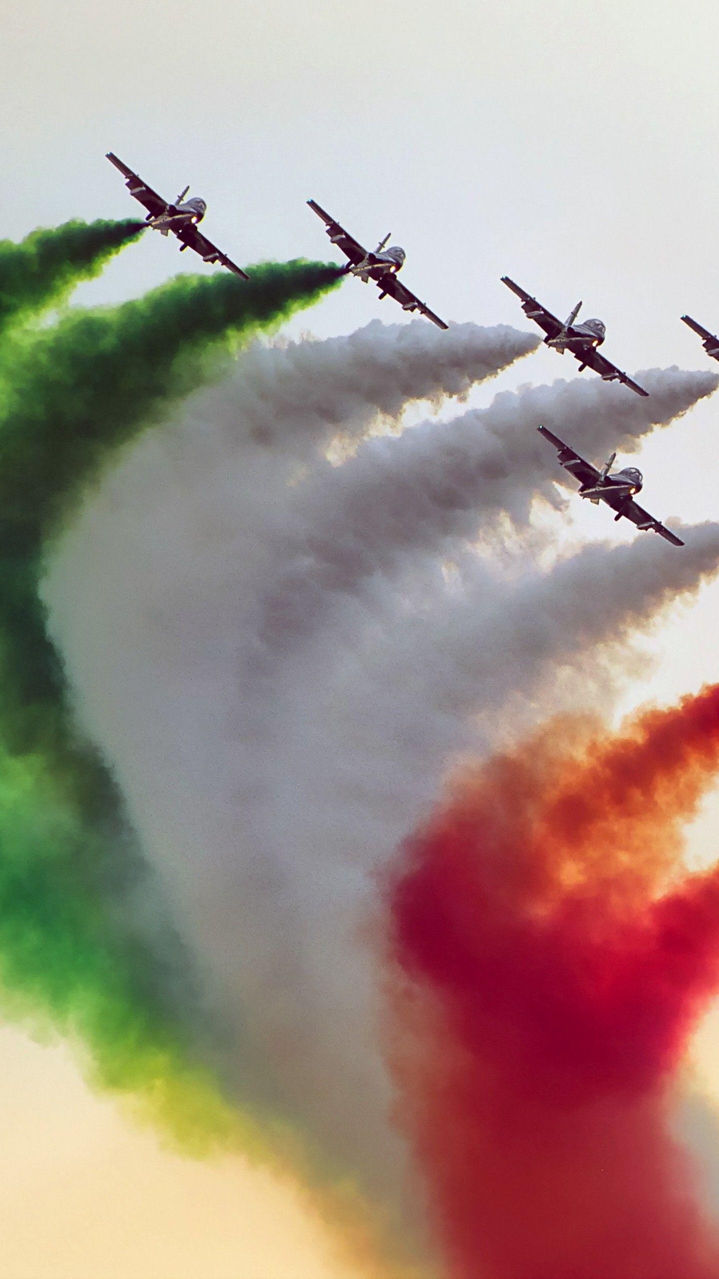 1440x2560 Wallpaper Indian Air Force, Fighter jets, Smoke, Saffron