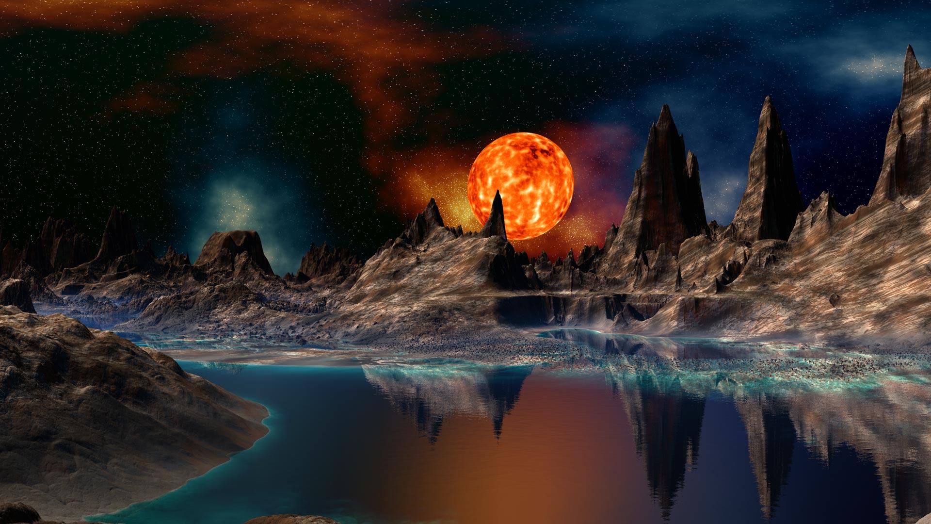 1920x1080 Desktop Space Giant Sunset Scifi Cool Red Planets On Planet