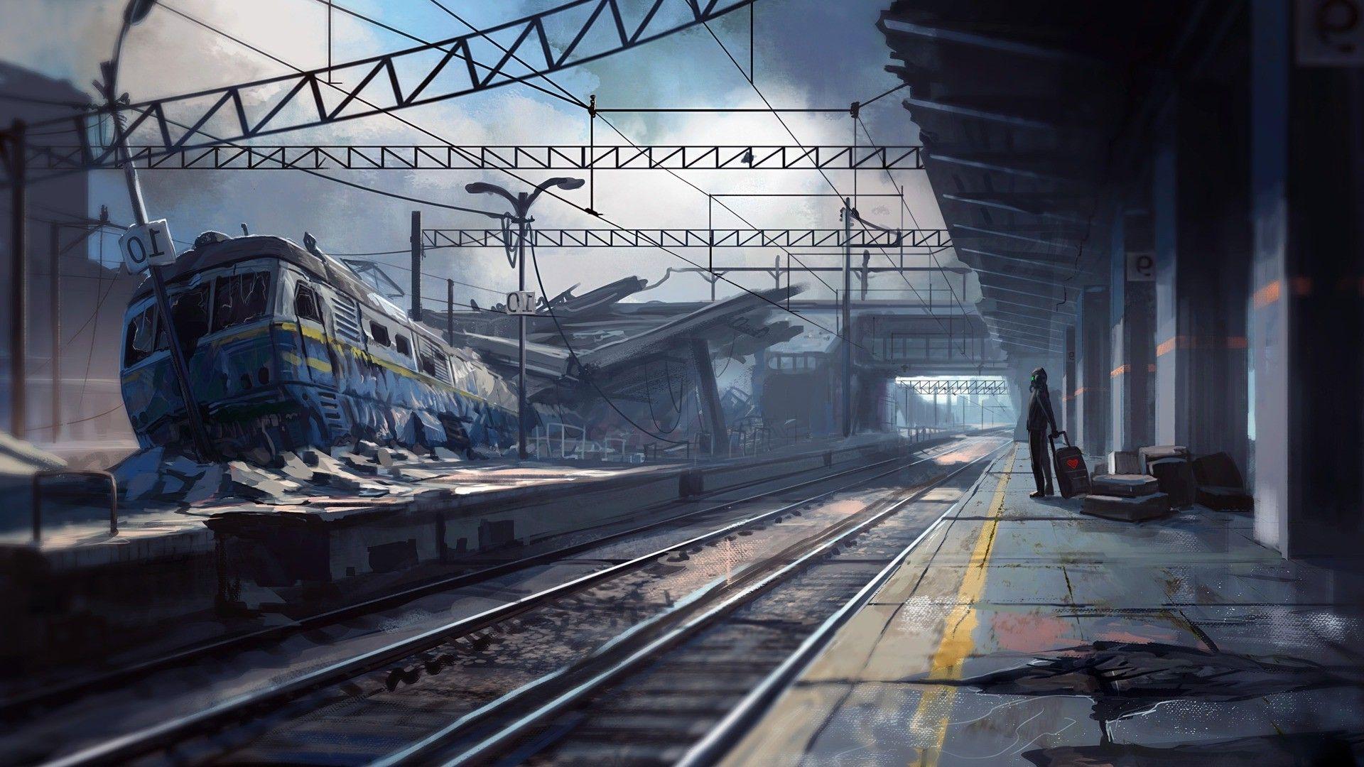 1920x1080 1920x1080 artwork fantasy art apocalyptic train
