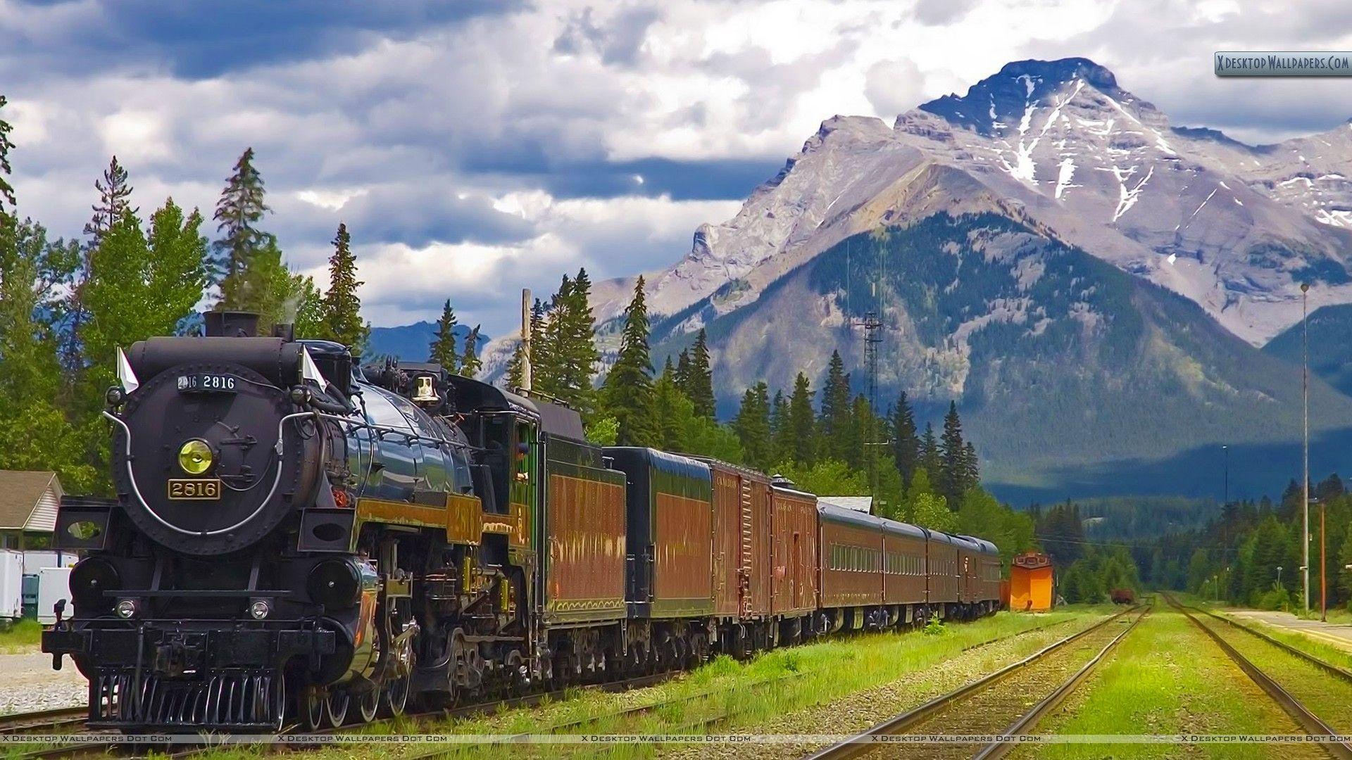 1920x1080 Train Station, Banff National Park, Alberta Wallpaper