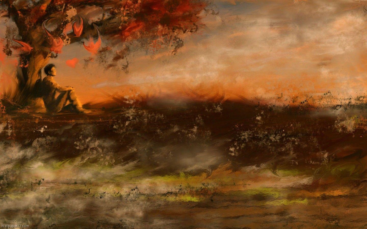 1440x900 Wind In Fall Art Wallpaper Paint Wallpaper 1440x900