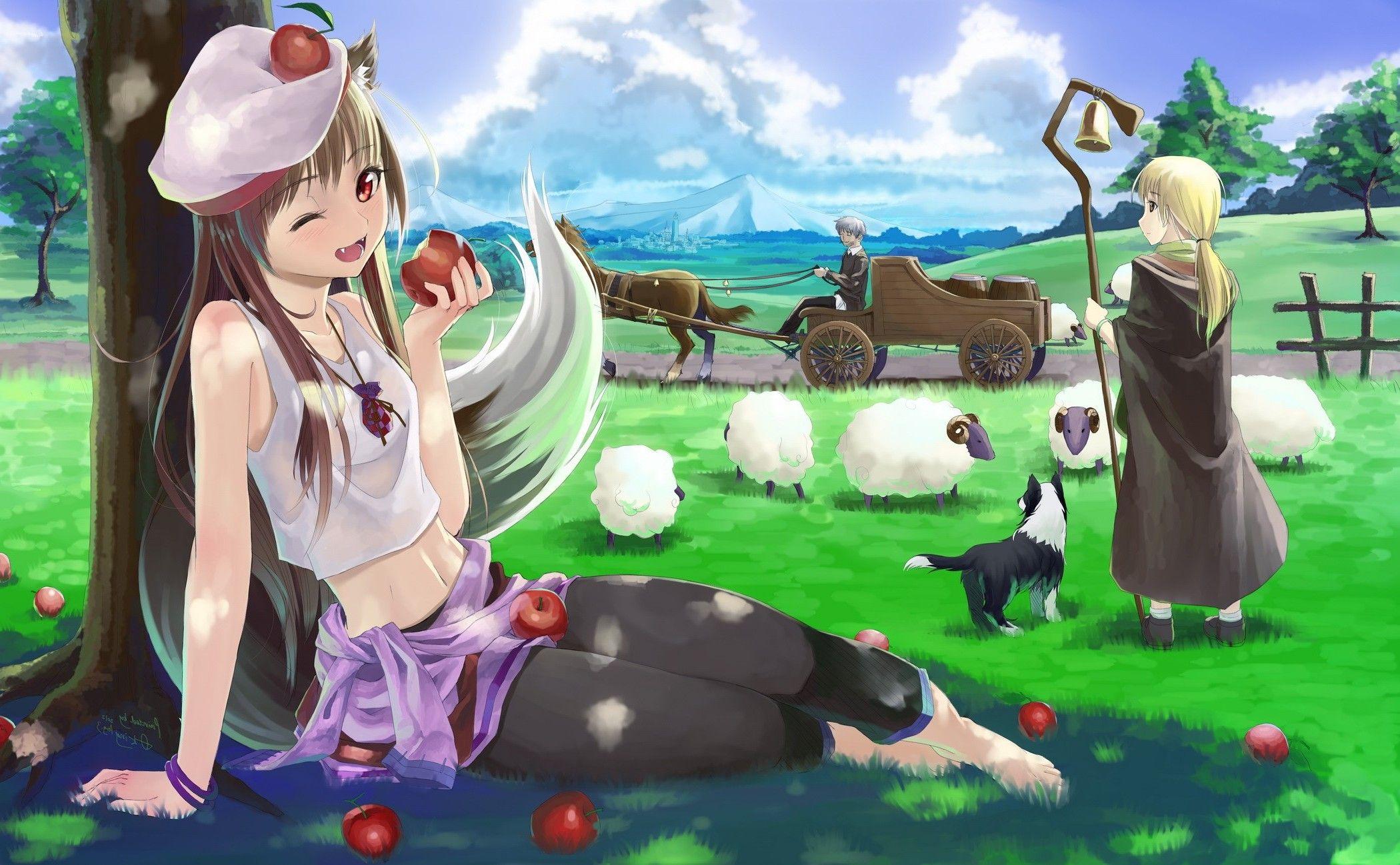 2100x1298 anime, Anime Girls, Spice And Wolf, Holo, Kitsunemimi