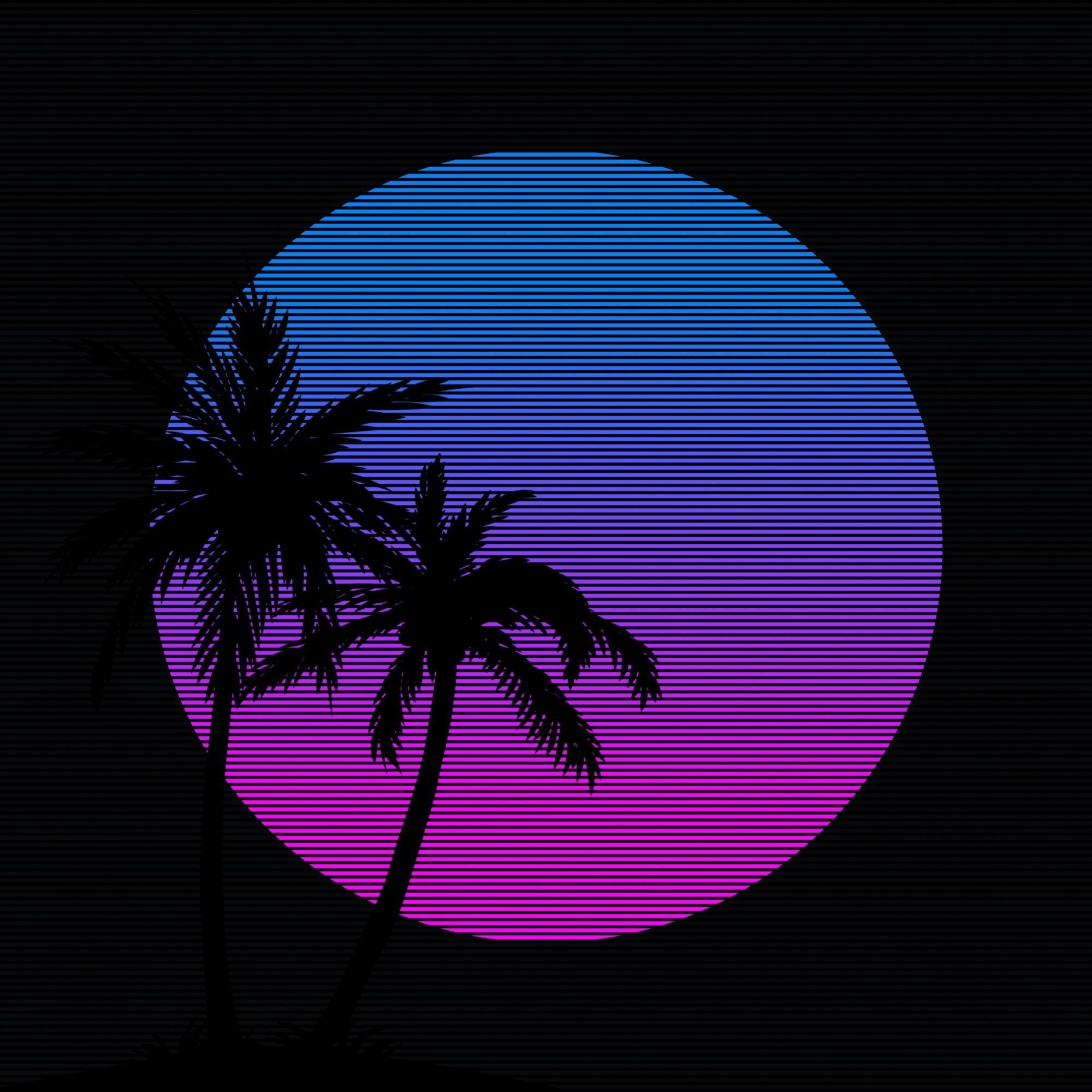2000x2000 Palm Trees Synth Y2K Synthwave