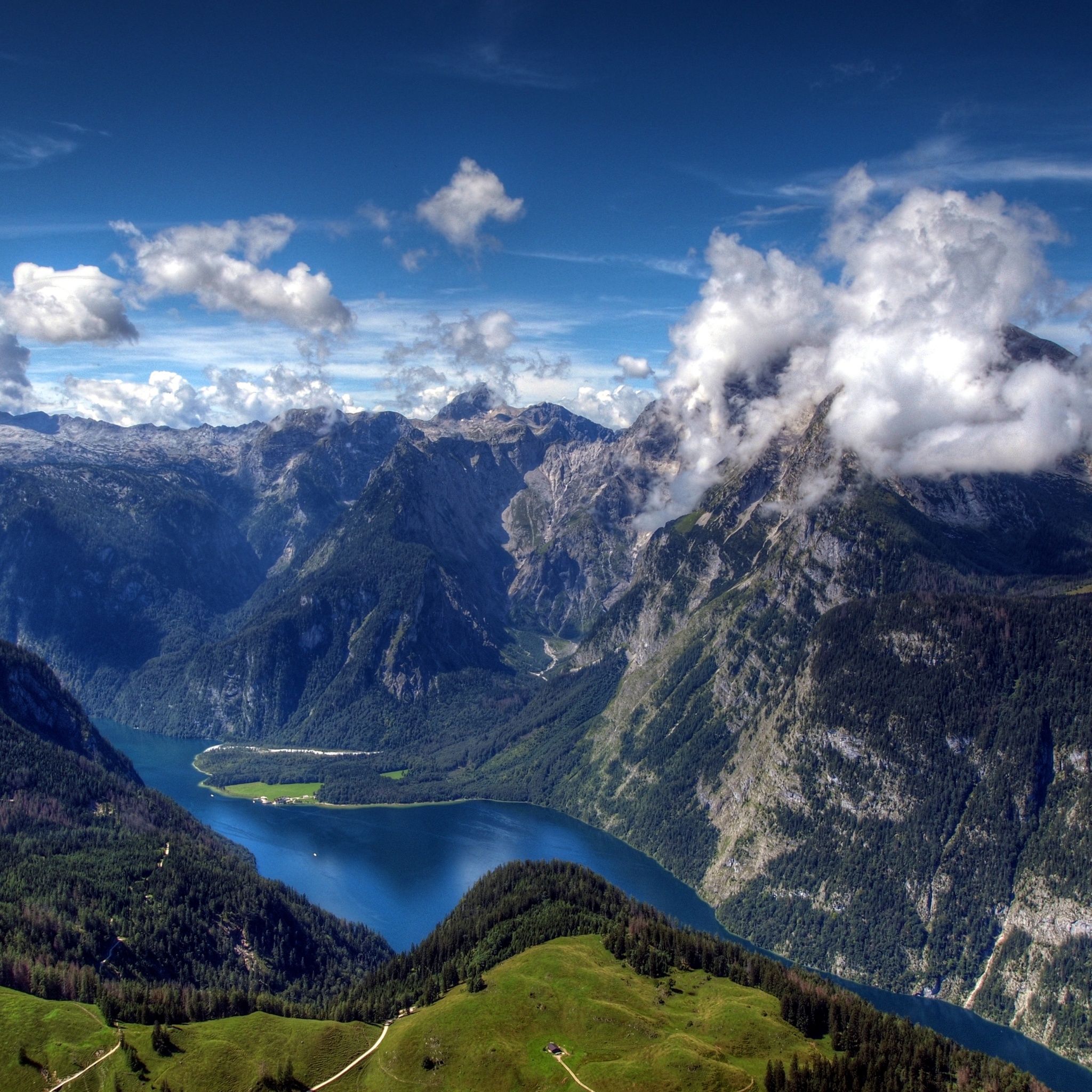 2048x2048 Lake Wallpaper 4K, Germany, Bavarian Alps