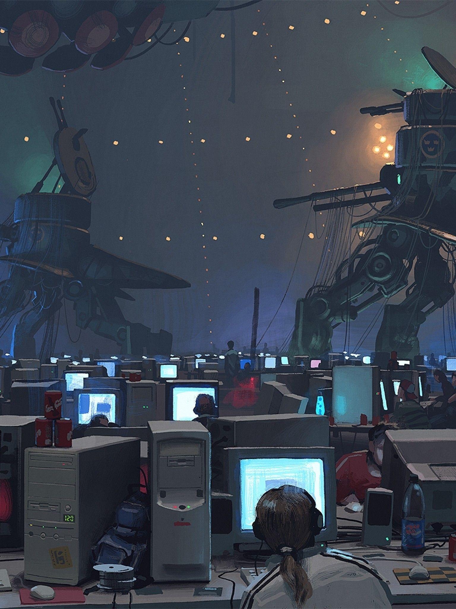 1536x2048 Download 1536x2048 Lan Party, Robots, Sci Fi, Computers