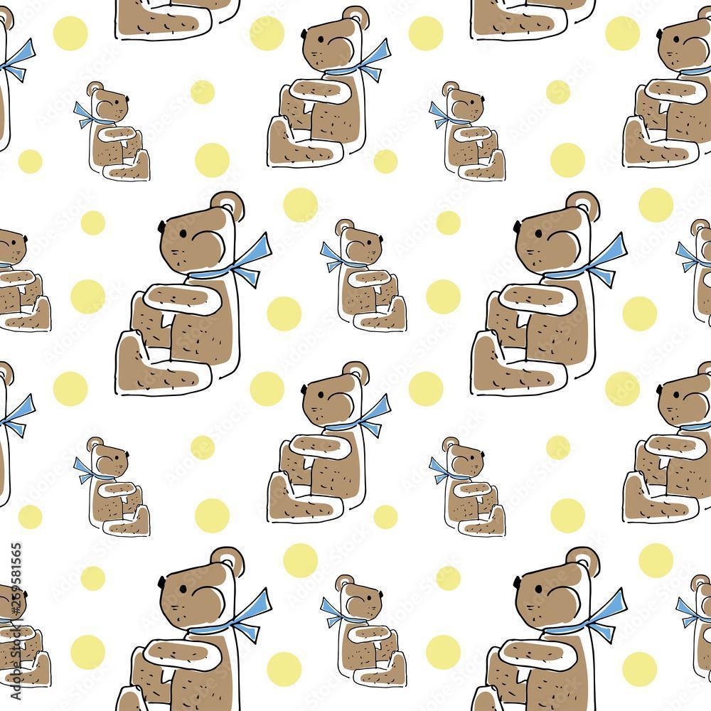 1000x1000 Teddy bear pattern. Cartoon bears