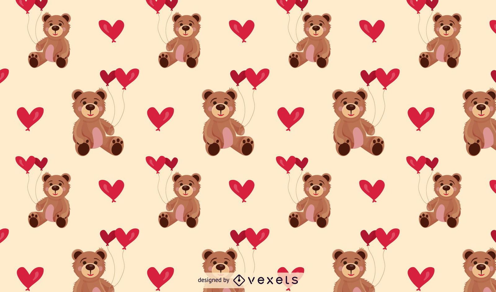 1600x941 Cute Teddy Bear Pattern Vector Download