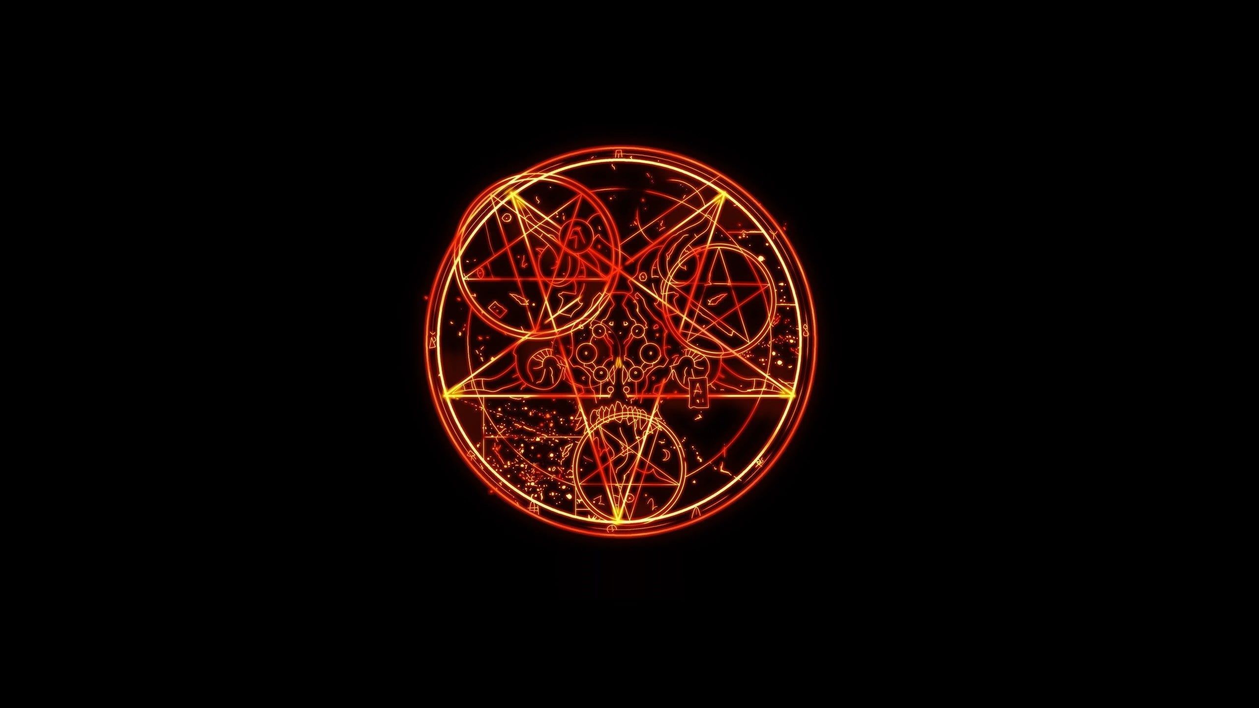 2560x1440 black ritual circle illustration