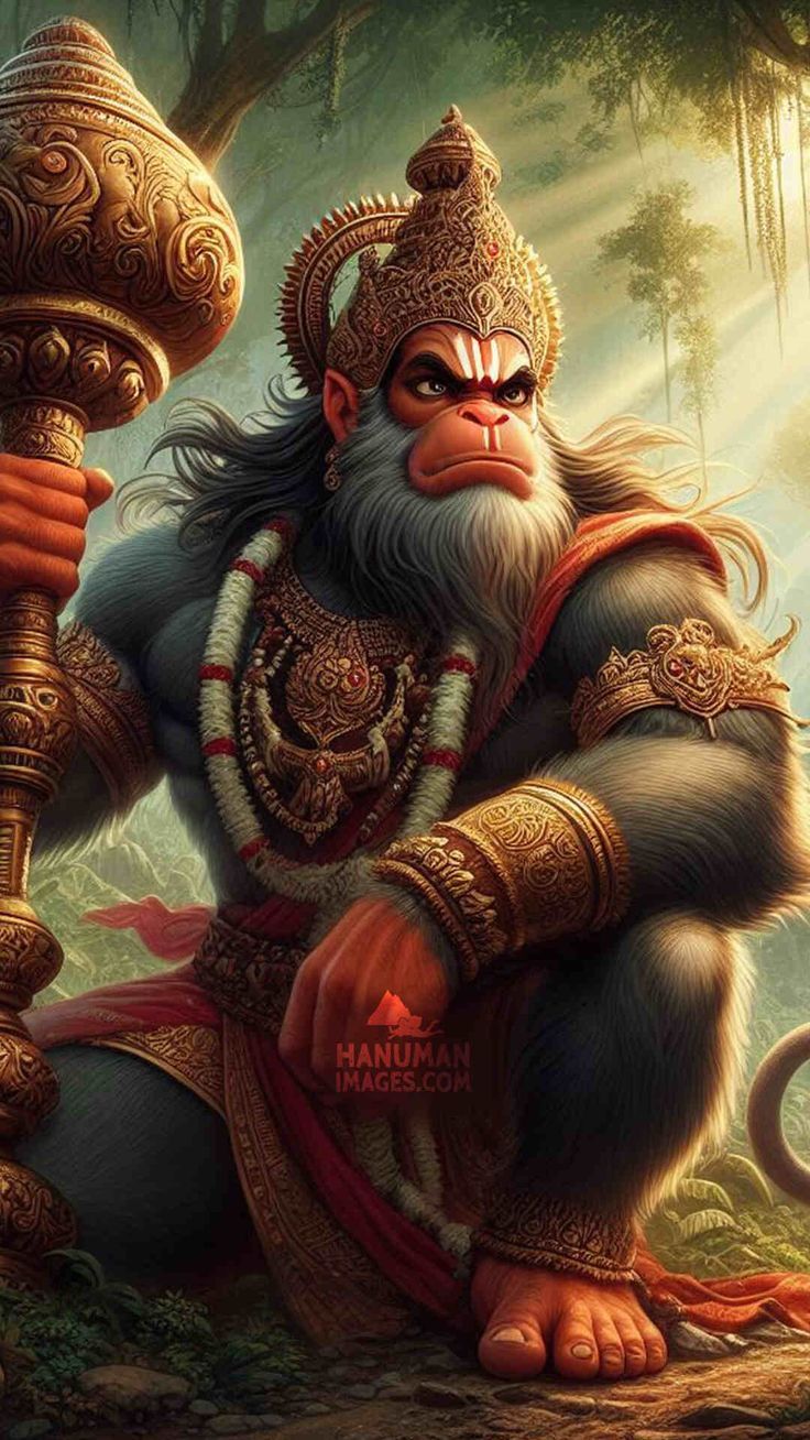 736x1308 powerful hanuman wallpaper with gada