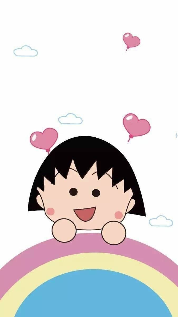 675x1200 Download Chibi Maruko Chan With Rainbow