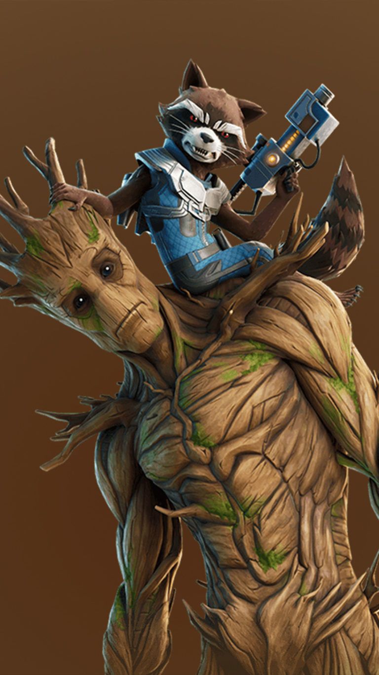 768x1365 Groot And Rocket Fortnite 4K Ultra HD