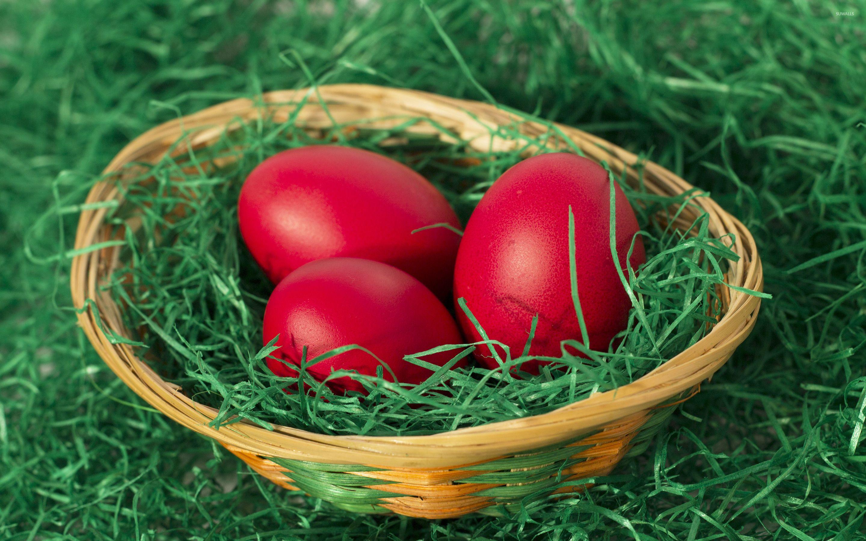 2880x1800 Easter eggs in a basket wallpaper wallpaper