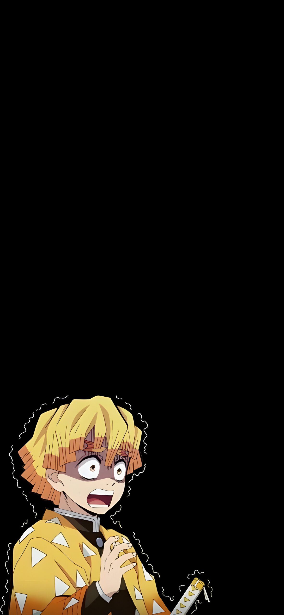 1183x2560 Zenitsu's Frightened Moment Wallpaper Anime Wallpaper