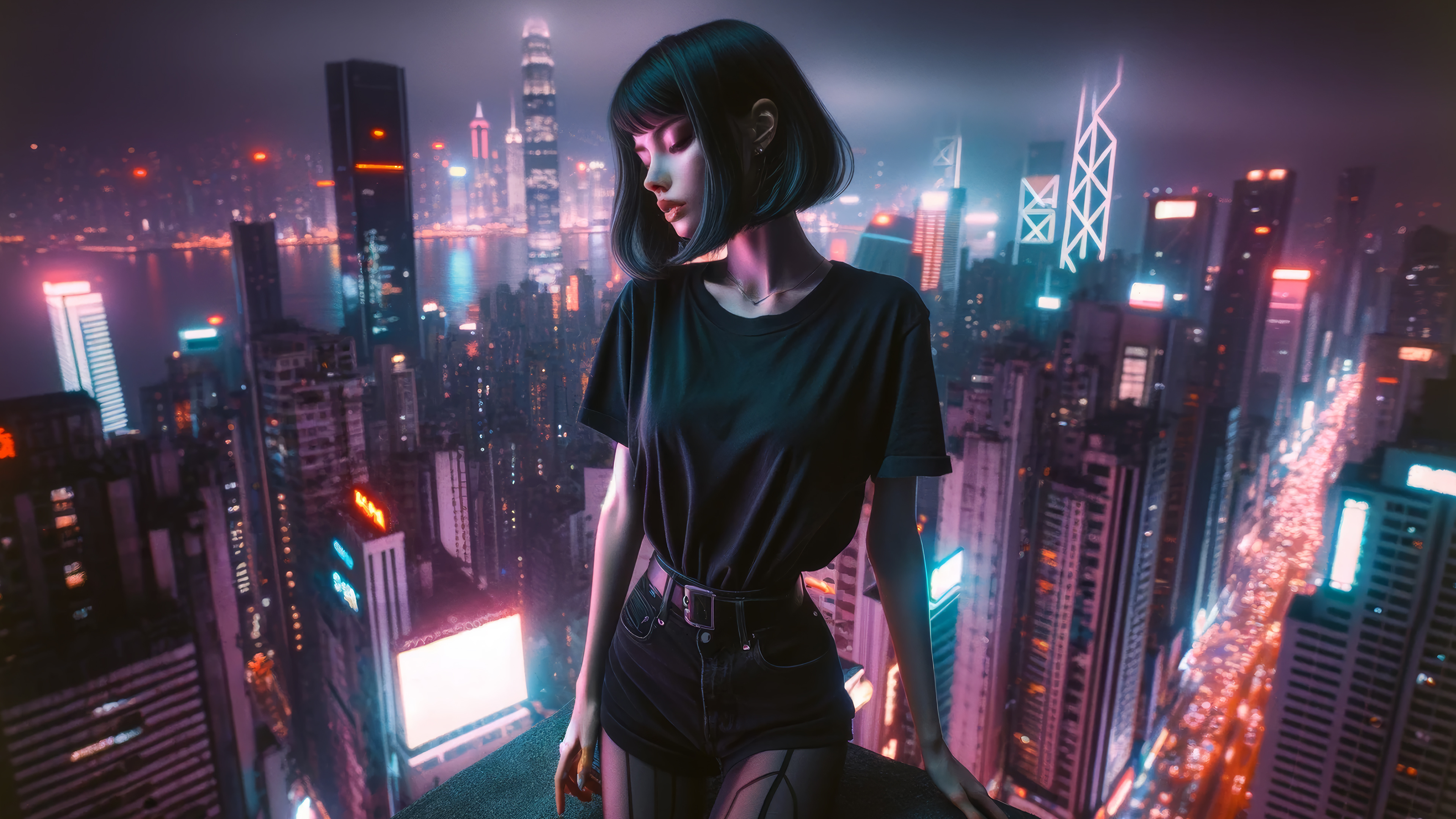 3840x2160 Night city cyberpunk HD 4K Wallpaper PC