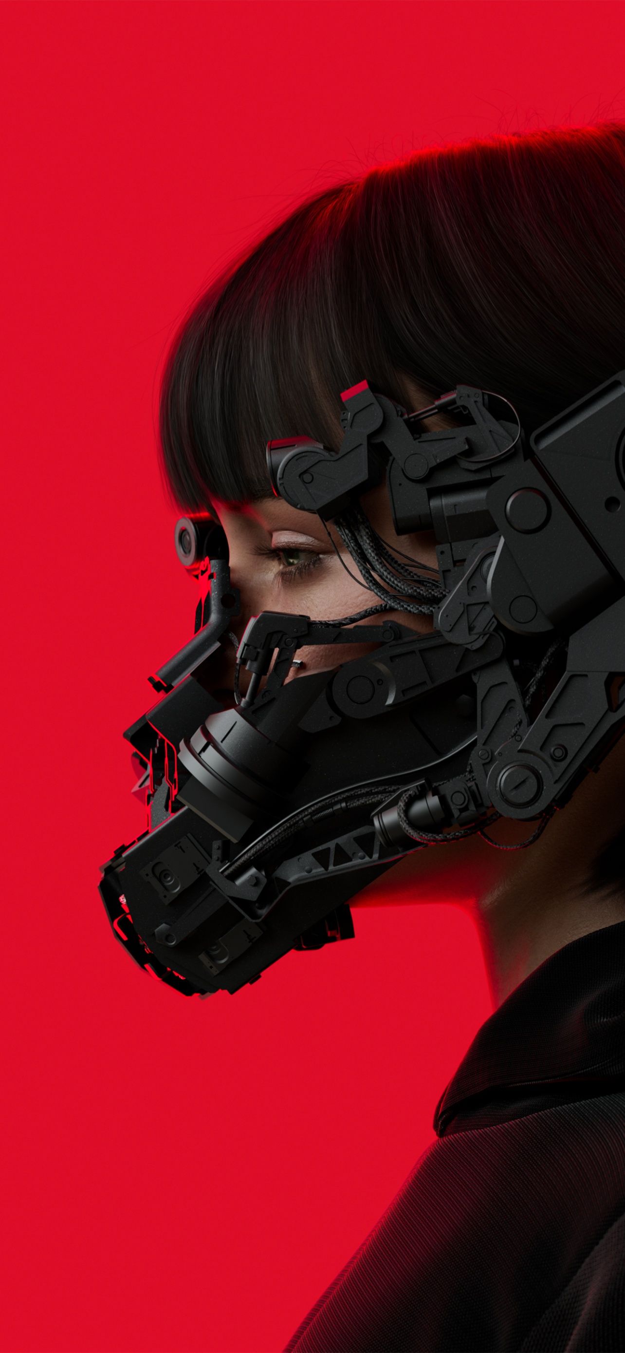 1284x2778 Cyberpunk Wallpaper 4K, Red background