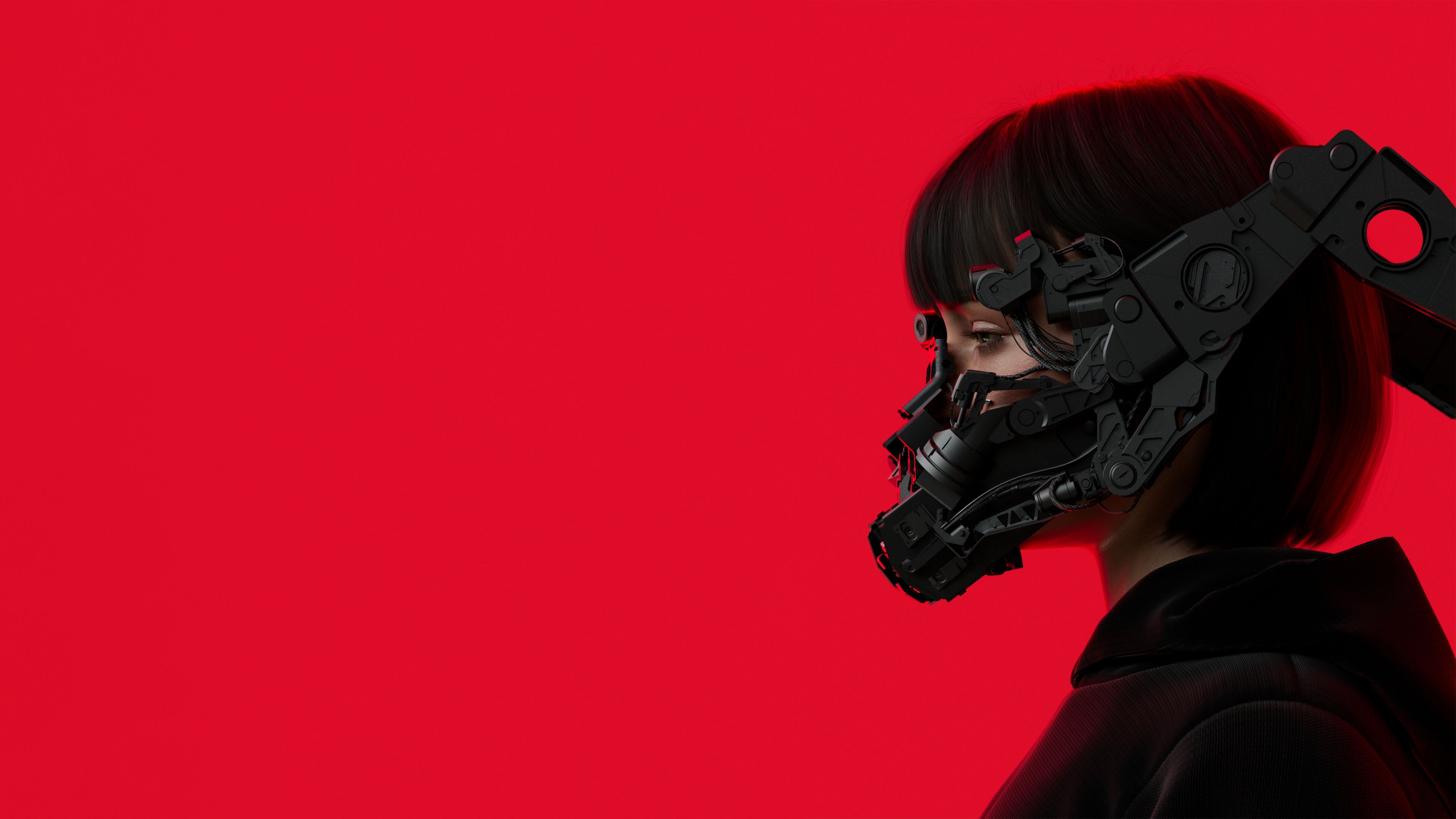 3840x2160 Cyberpunk Wallpaper 4K, Red background
