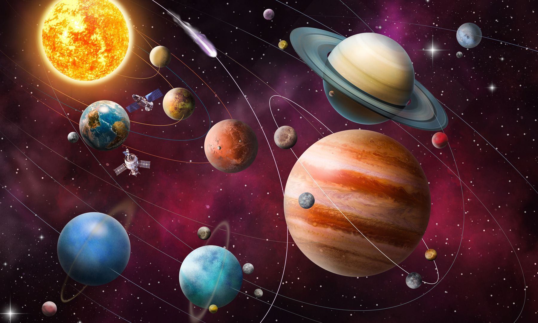1800x1080 Wall Mural Photo Wallpaper Space objects of the solar system u97423