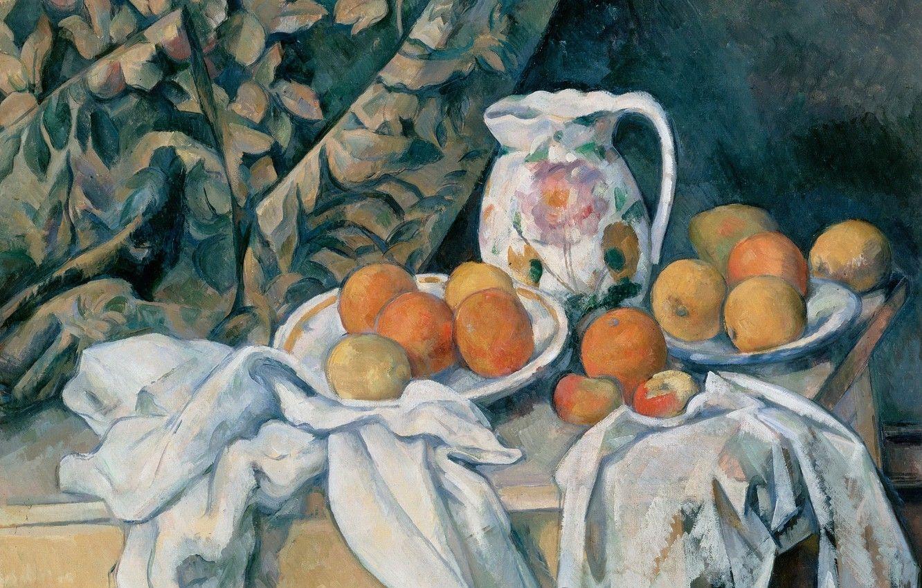 1332x850 Wallpaper picture, pitcher, fruit, Paul Cezanne, Paul