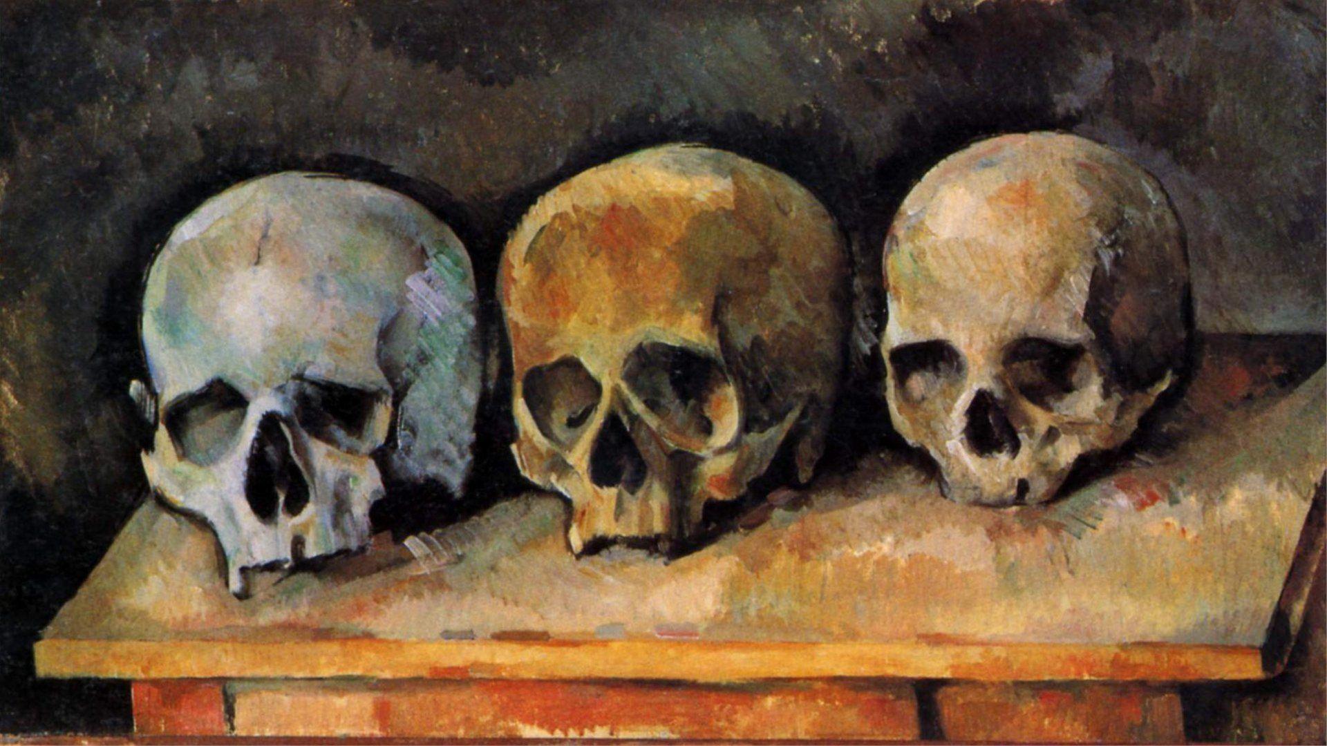 1920x1080 The Three Skulls by Paul Cezanne (1900)