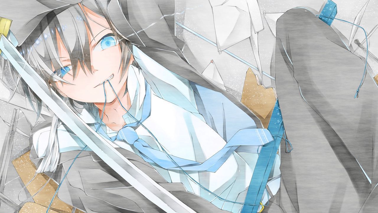 1280x720 Wallpaper boy, sword, blade, anime, art