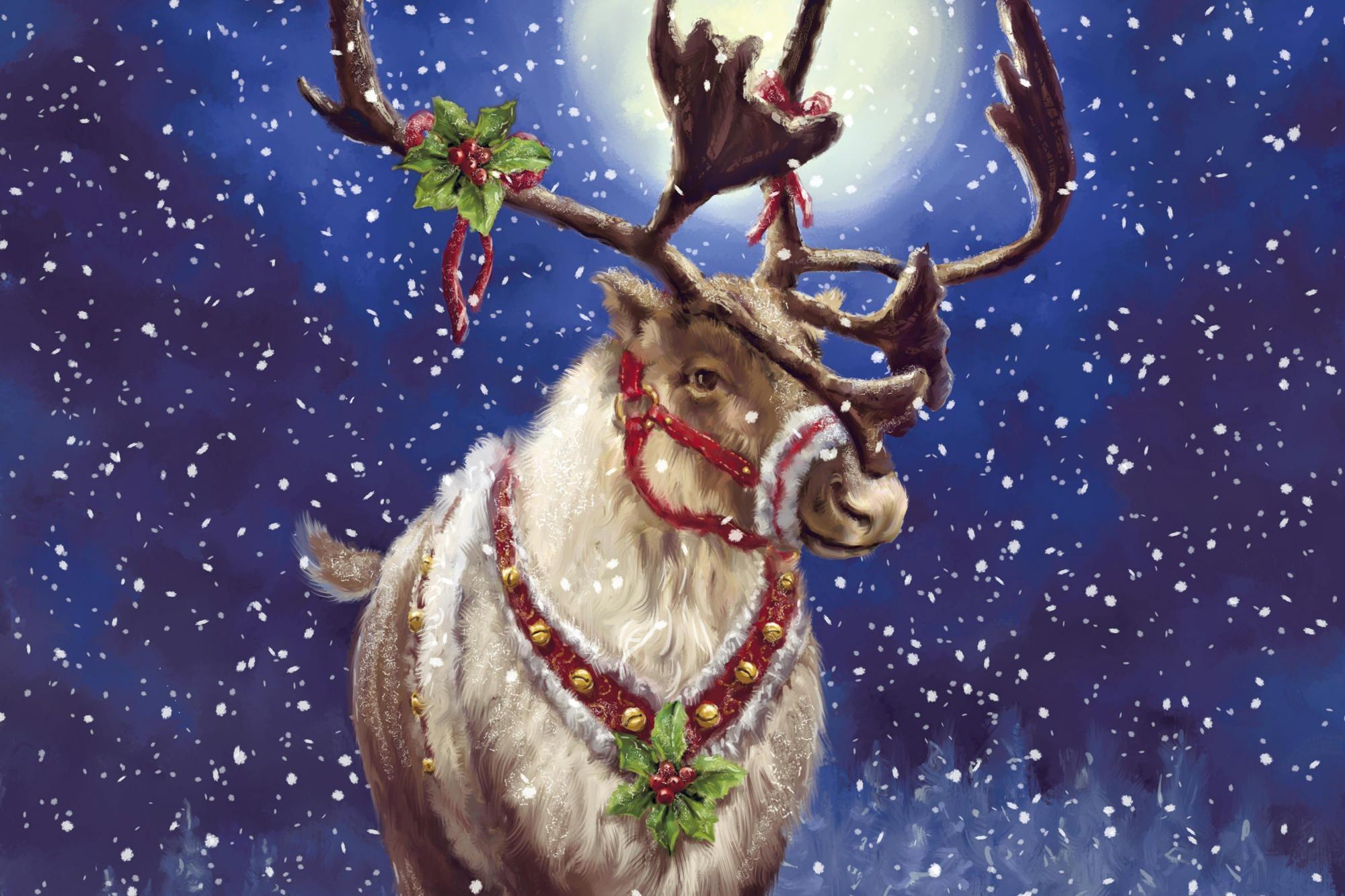HD wallpaper Reindeer Santa ClausMerry Christmas New YearWallp water  art and craft  Wallpaper Flare