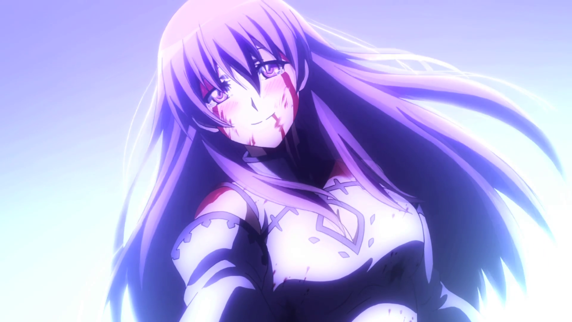1920x1080 smiling, purple hair, long hair, anime