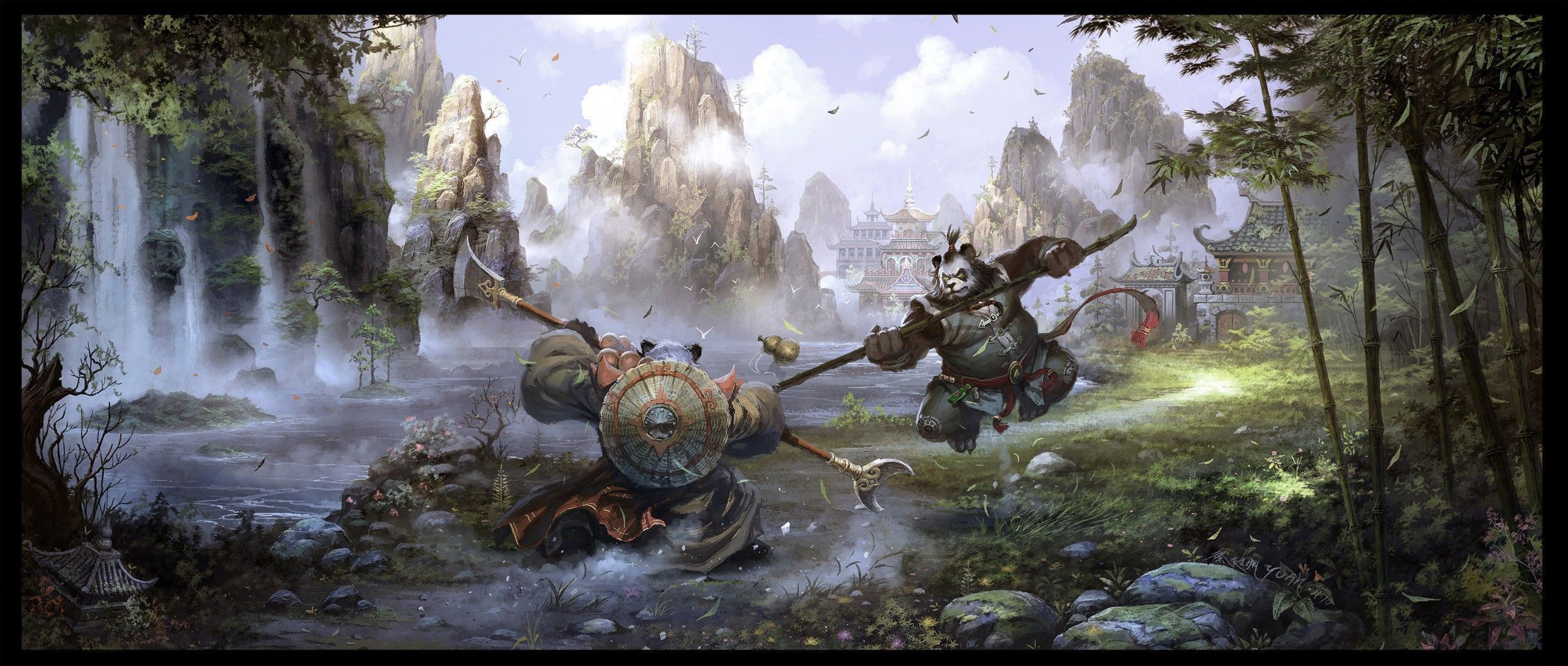 2500x1061 Pandaren (World Of Warcraft) Wallpaper