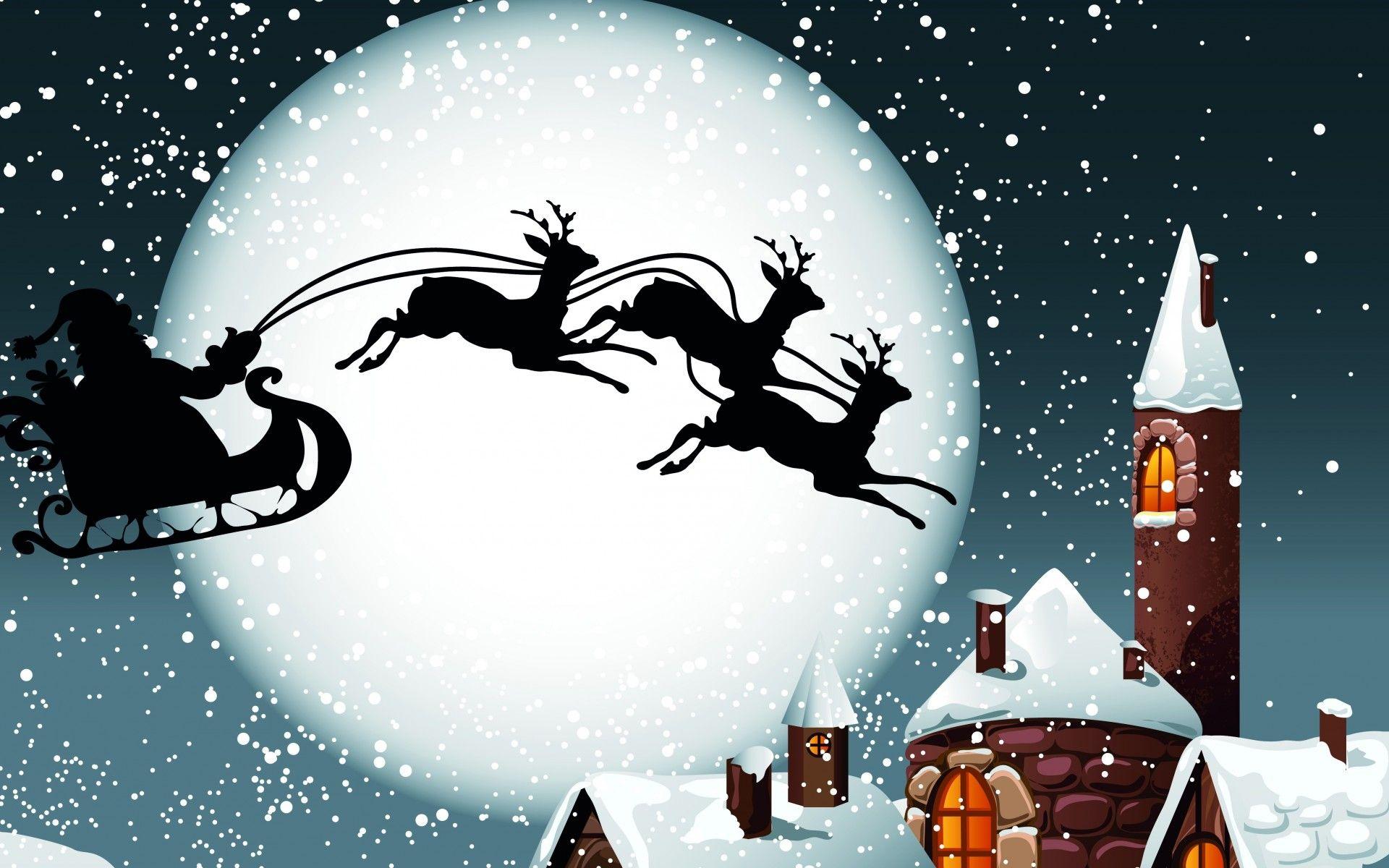 1920x1200 Holidays christmas reindeer sleigh Santa Claus wallpaper
