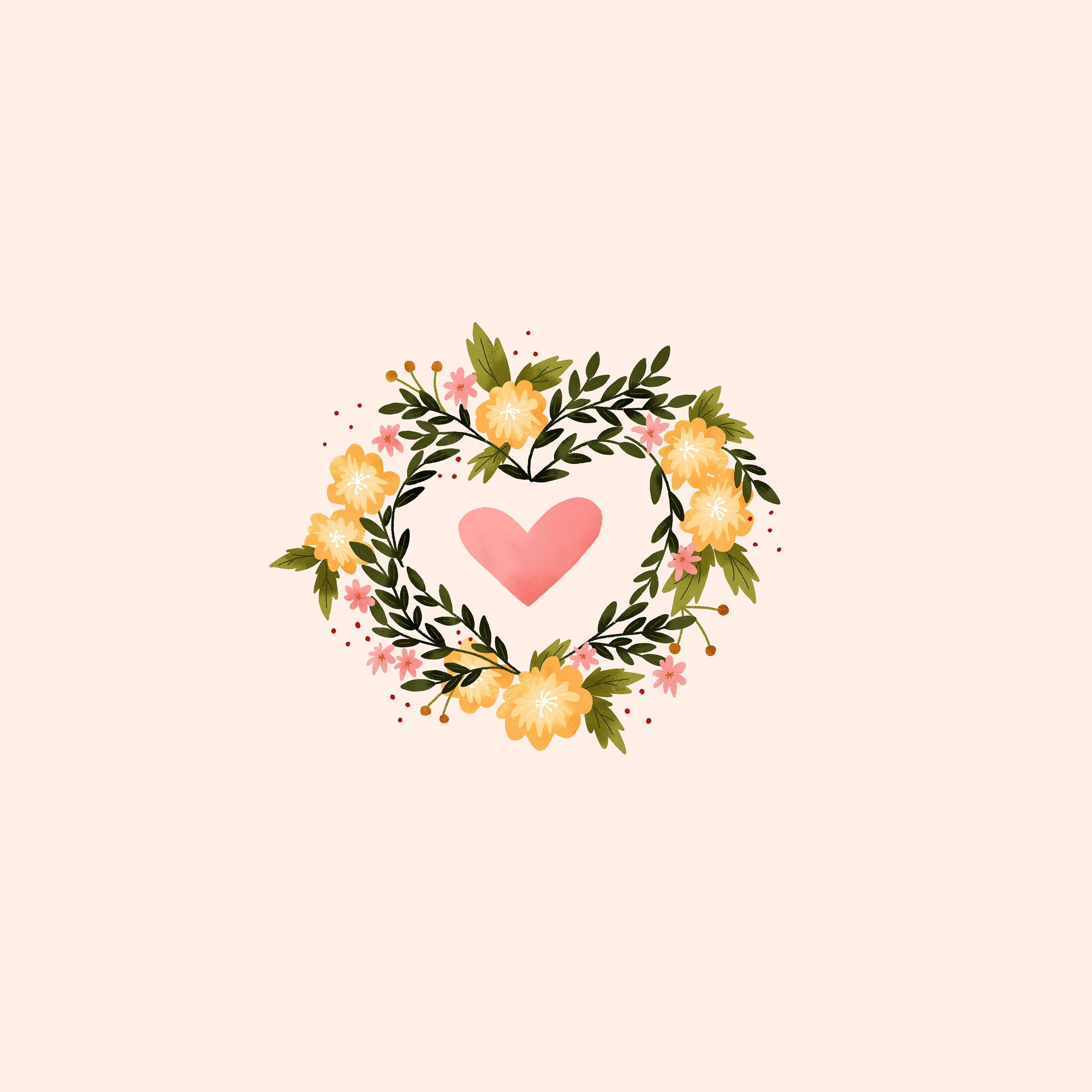 2400x2400 Heart wreath desktop, phone and tablet